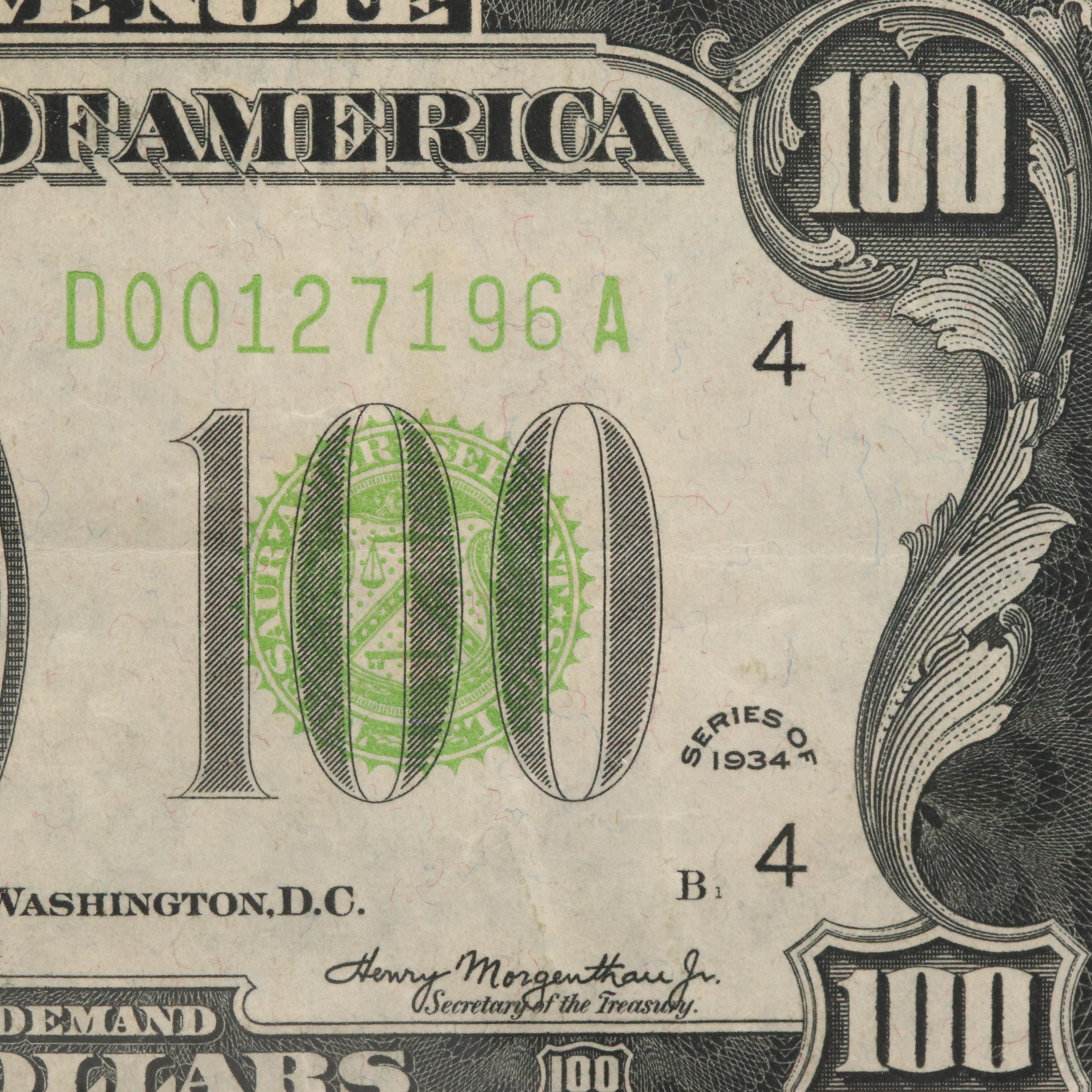 Series of 1934 $100 Federal Reserve Note