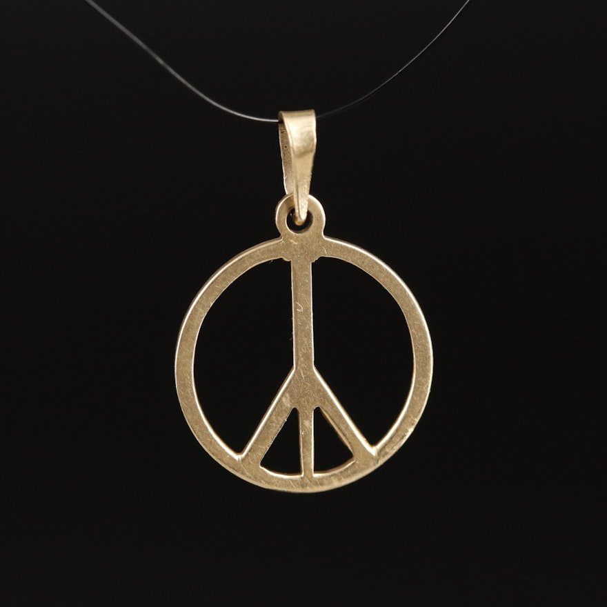 14K Peace Symbol Pendant