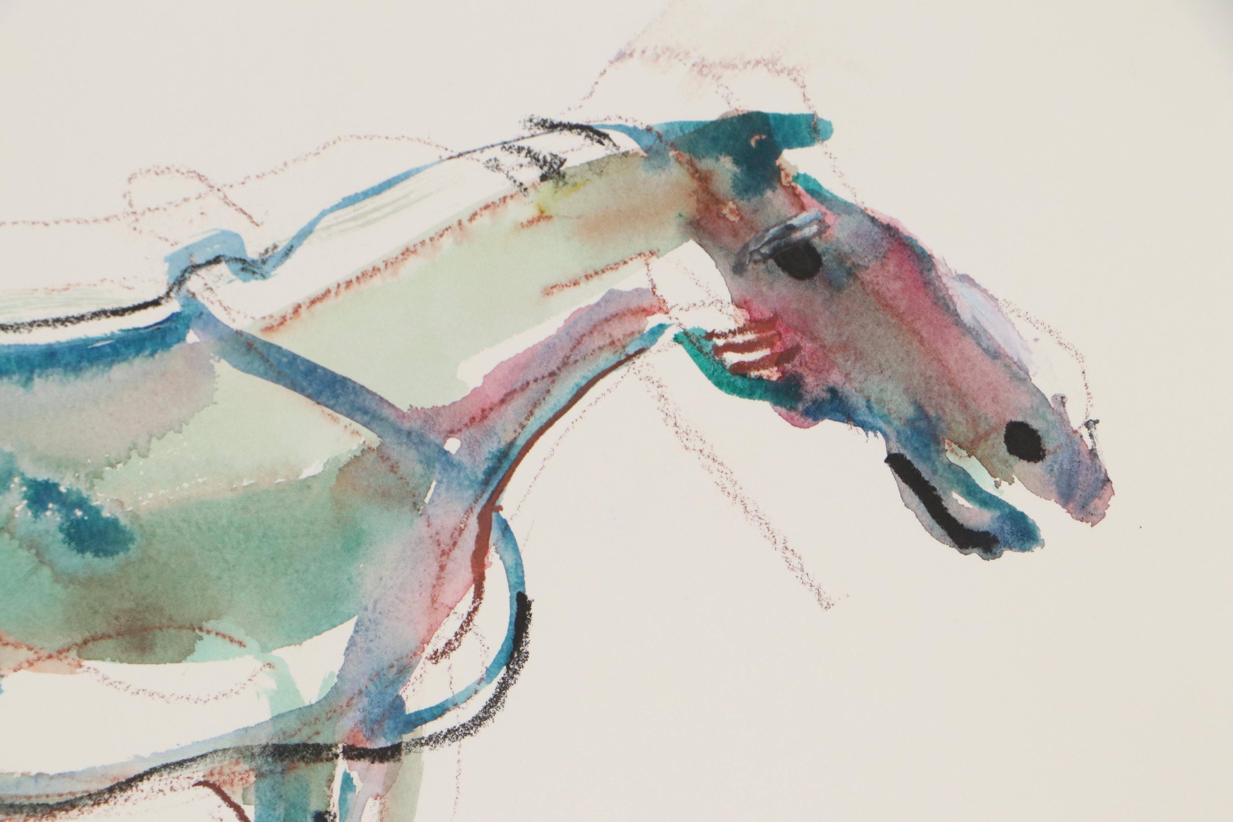 Marion Maas Abstract Horse Watercolor Painting