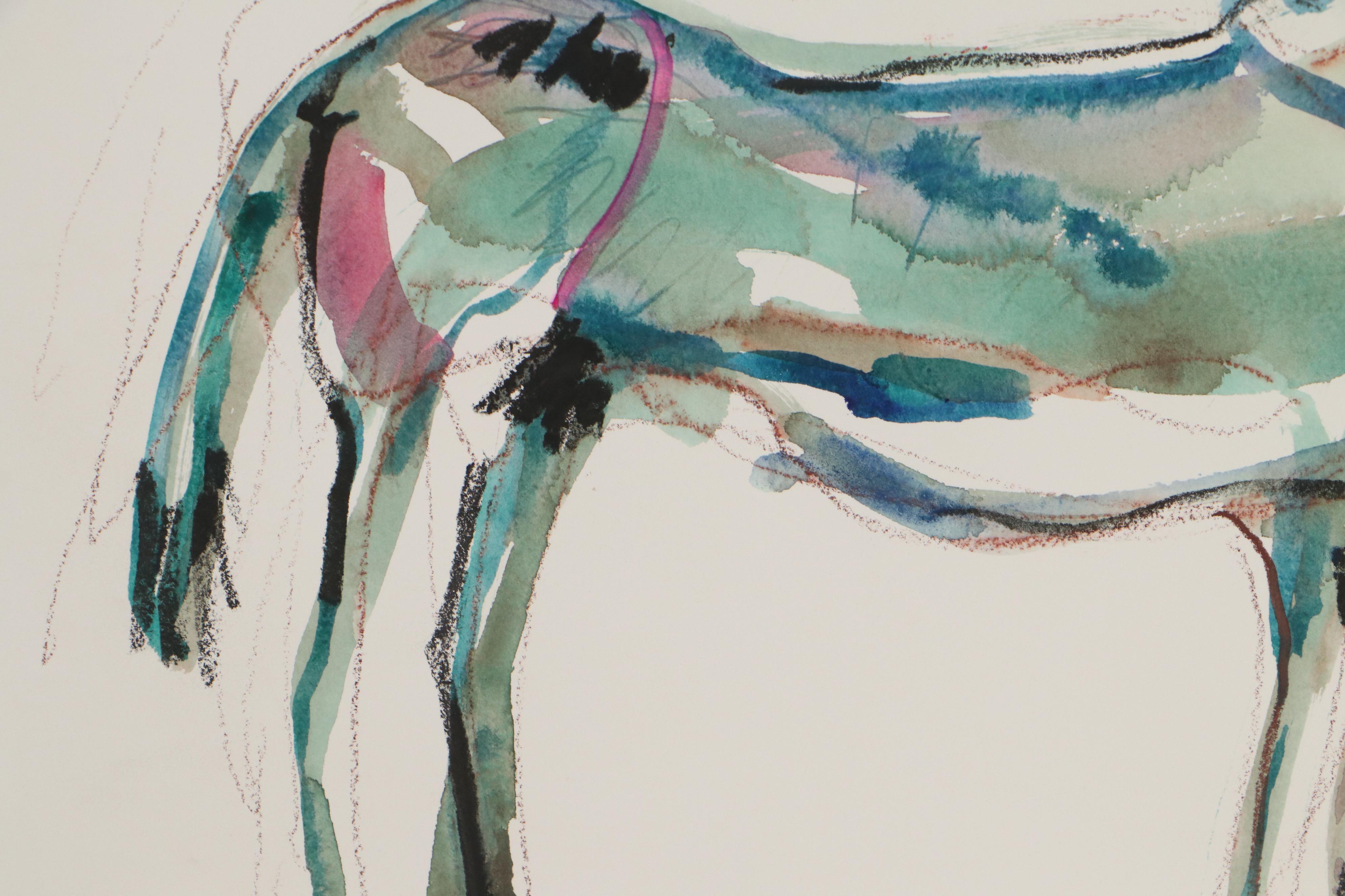 Marion Maas Abstract Horse Watercolor Painting