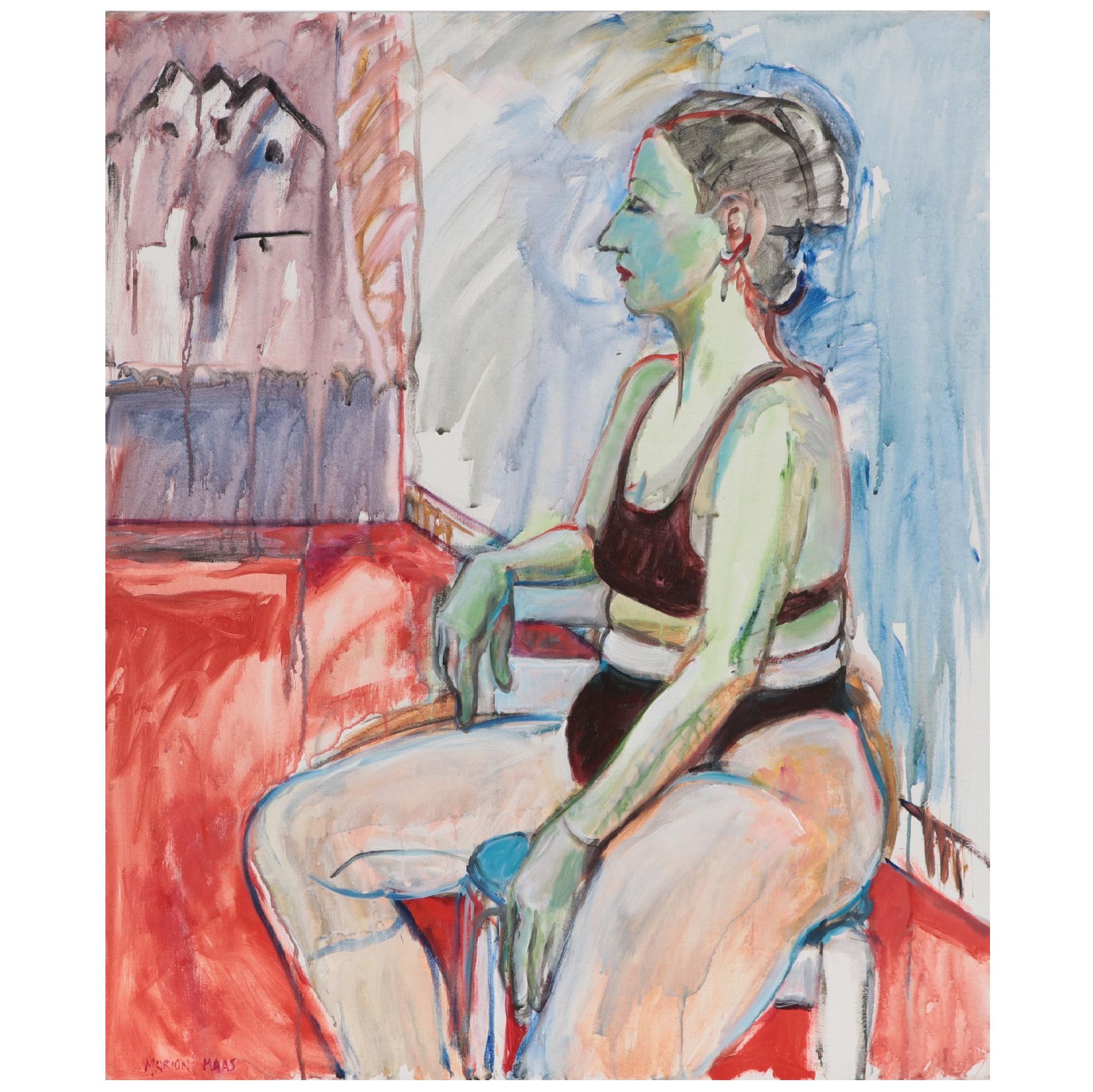 Marion Maas Figurative Oil Painting of Seated Woman