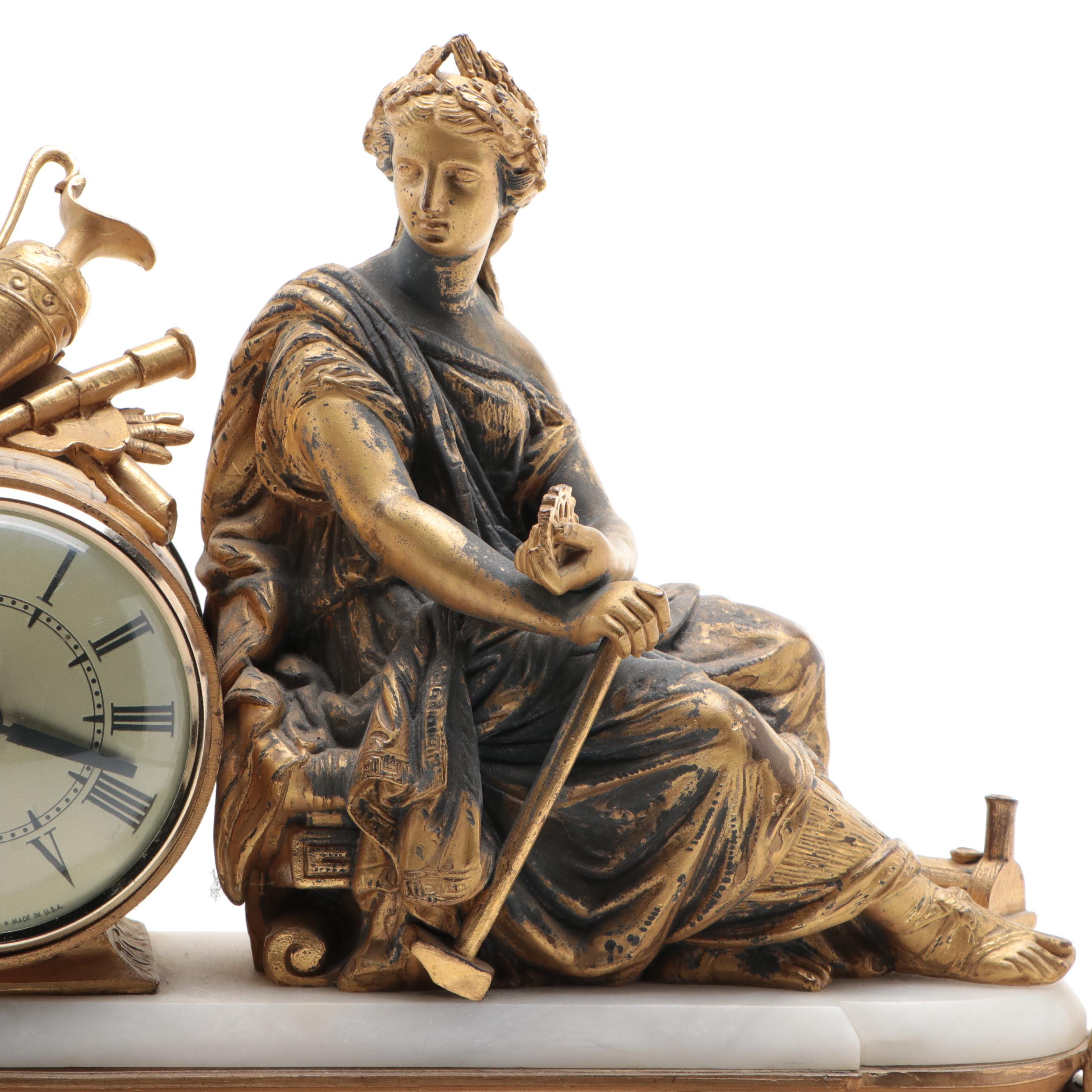 P. H. Mourey and The Sessions Clock Co. Electrified Ormolu Mantel Clock