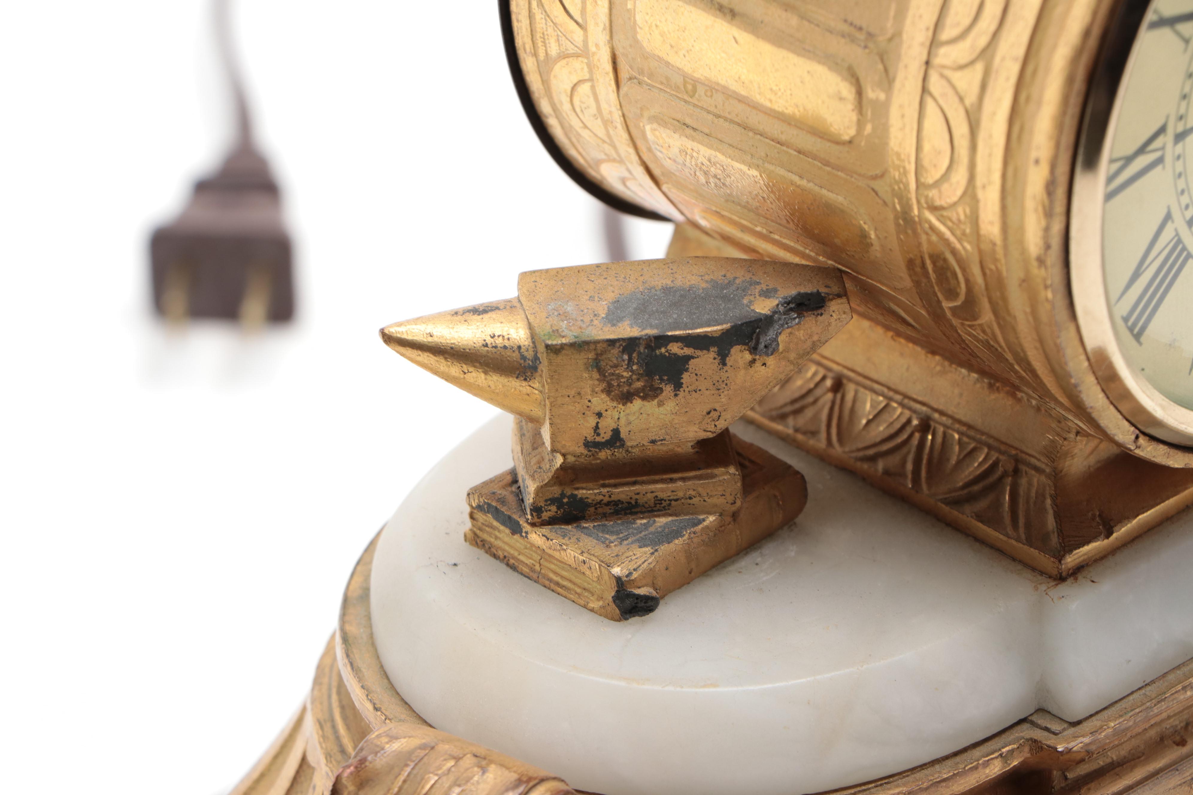 P. H. Mourey and The Sessions Clock Co. Electrified Ormolu Mantel Clock