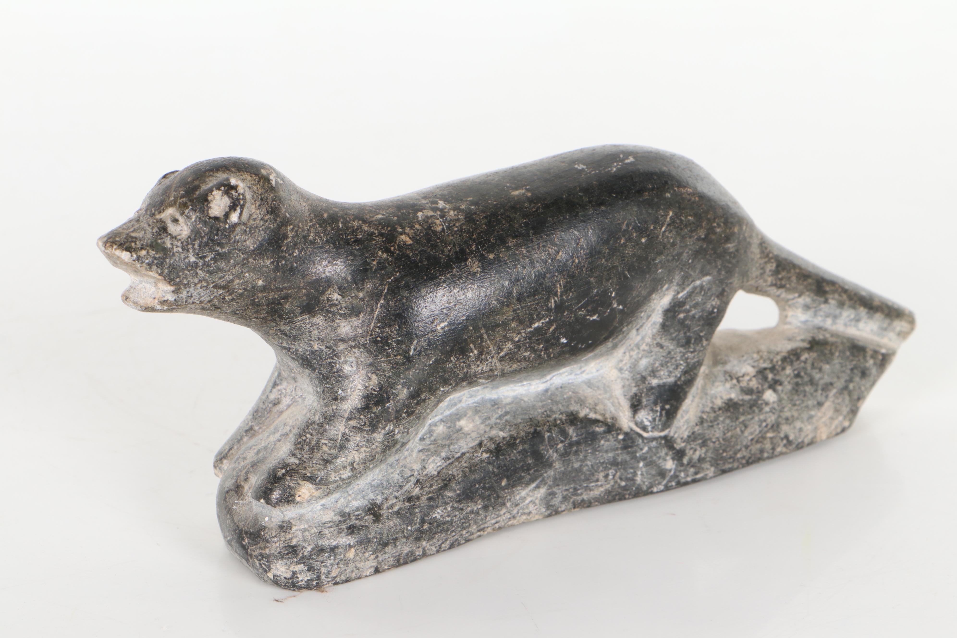 Inuit Soapstone Sculptures of Otter and Swan, Mid-20th Century