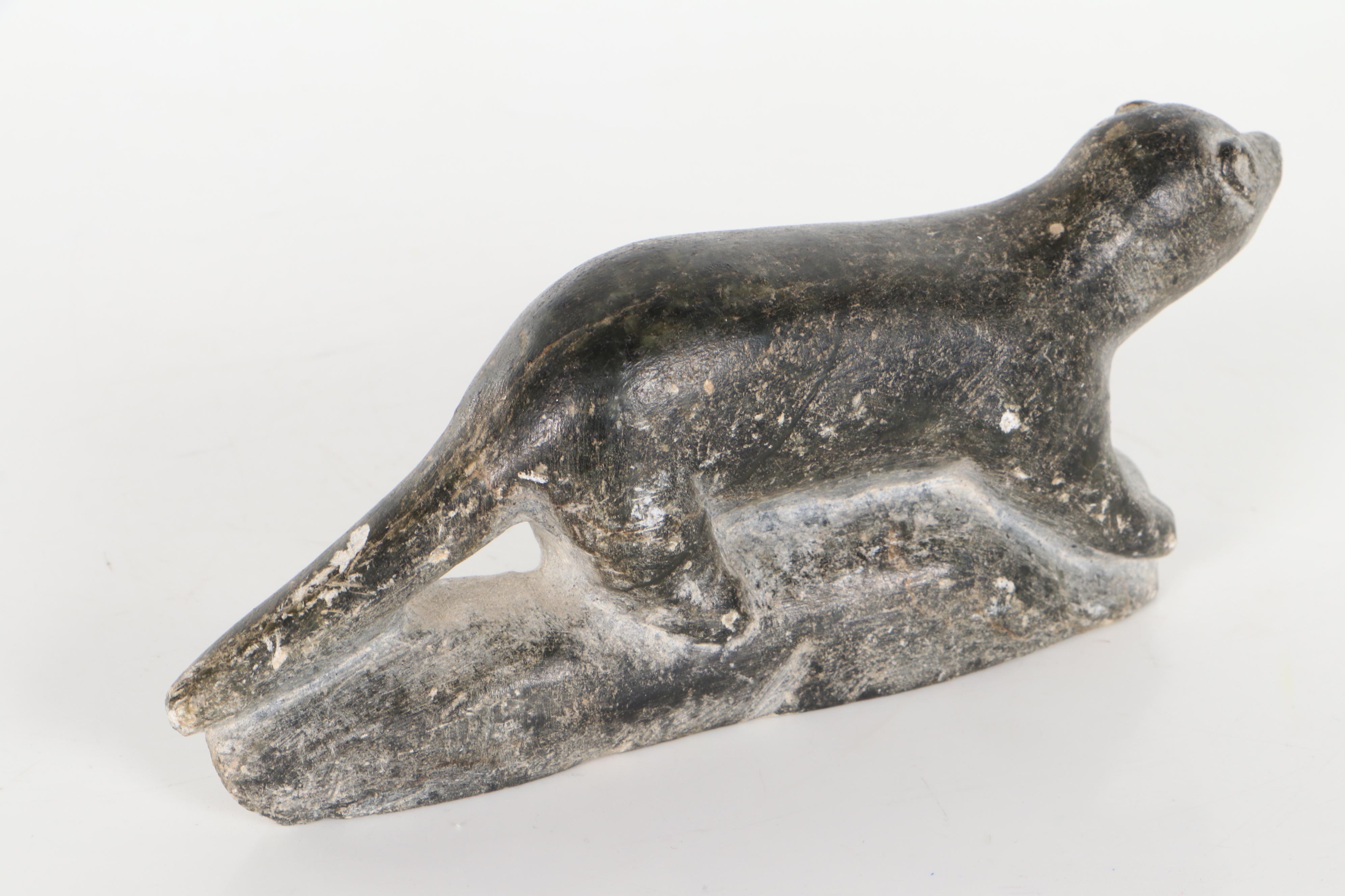 Inuit Soapstone Sculptures of Otter and Swan, Mid-20th Century