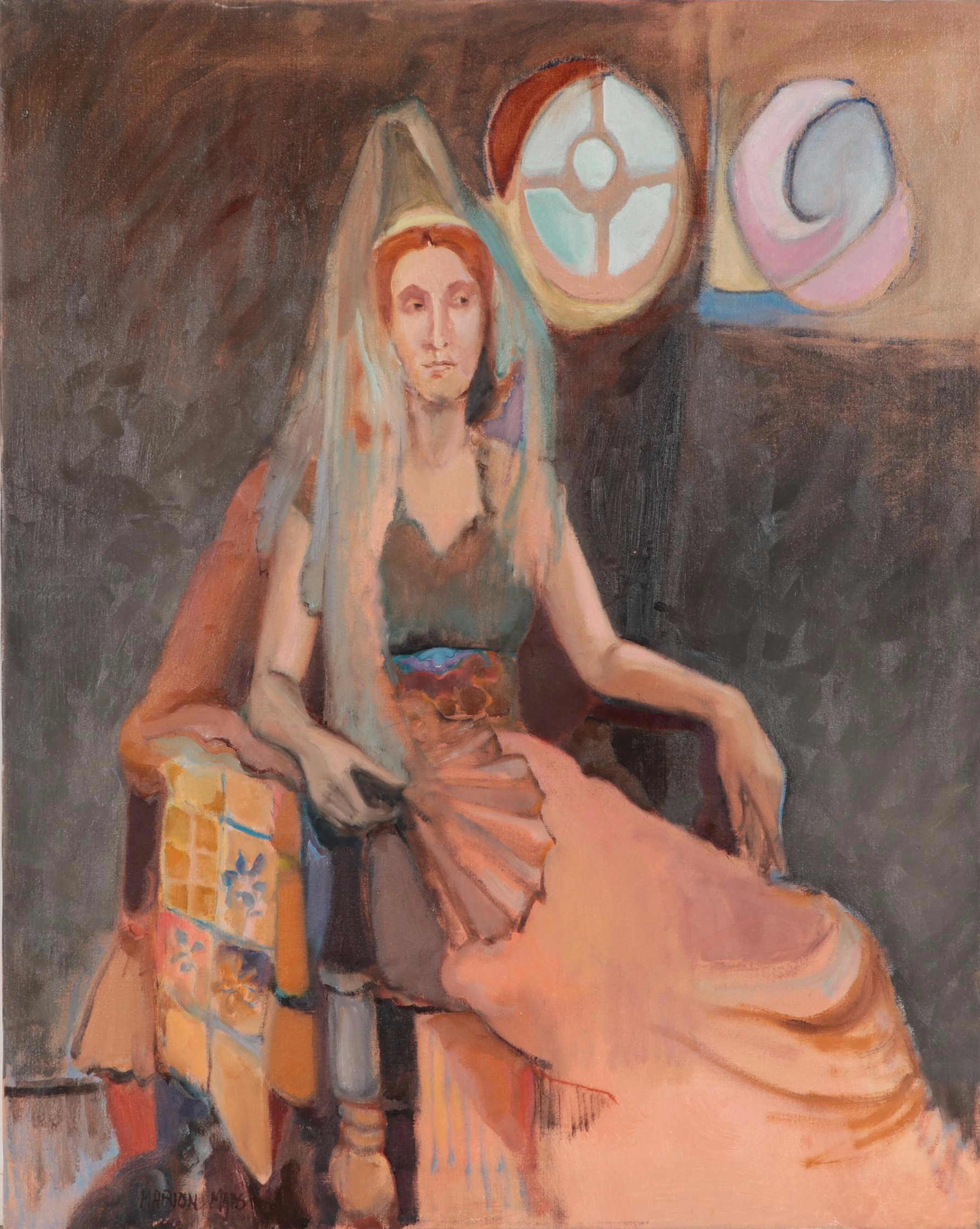 Marion Maas Portrait Oil Painting of Seated Woman "Round Window"