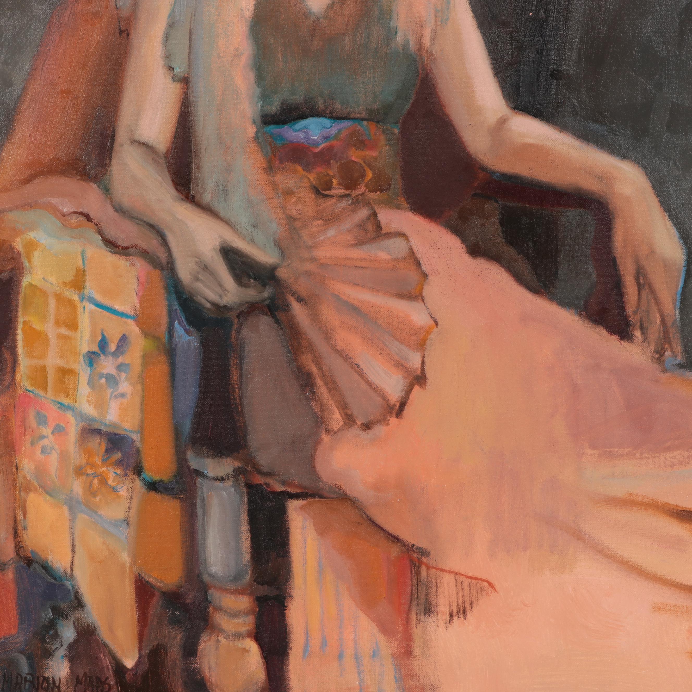 Marion Maas Portrait Oil Painting of Seated Woman "Round Window"