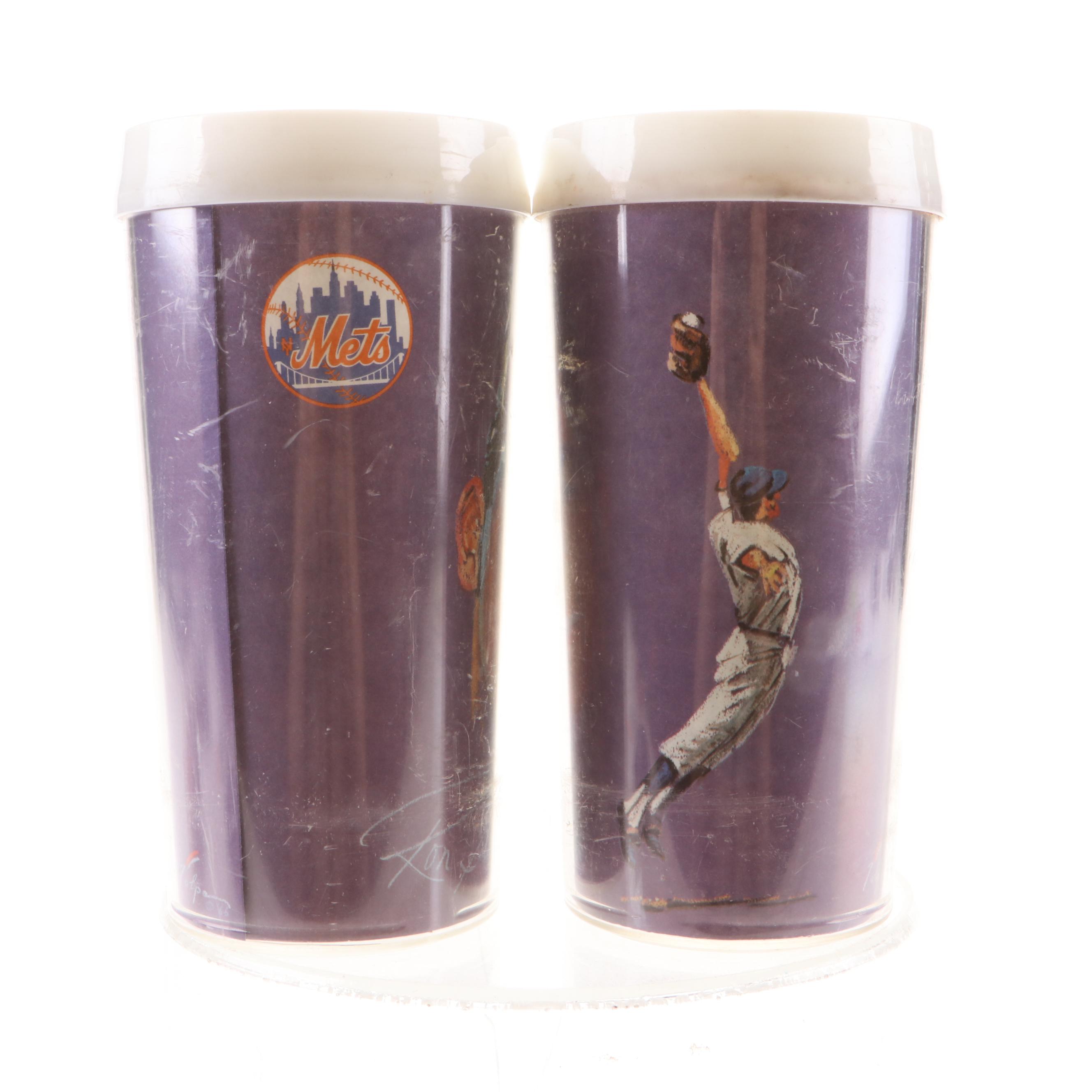 1960s Volpe Plastic MLB New York Mets and Detroit Tigers Tumbler Cups