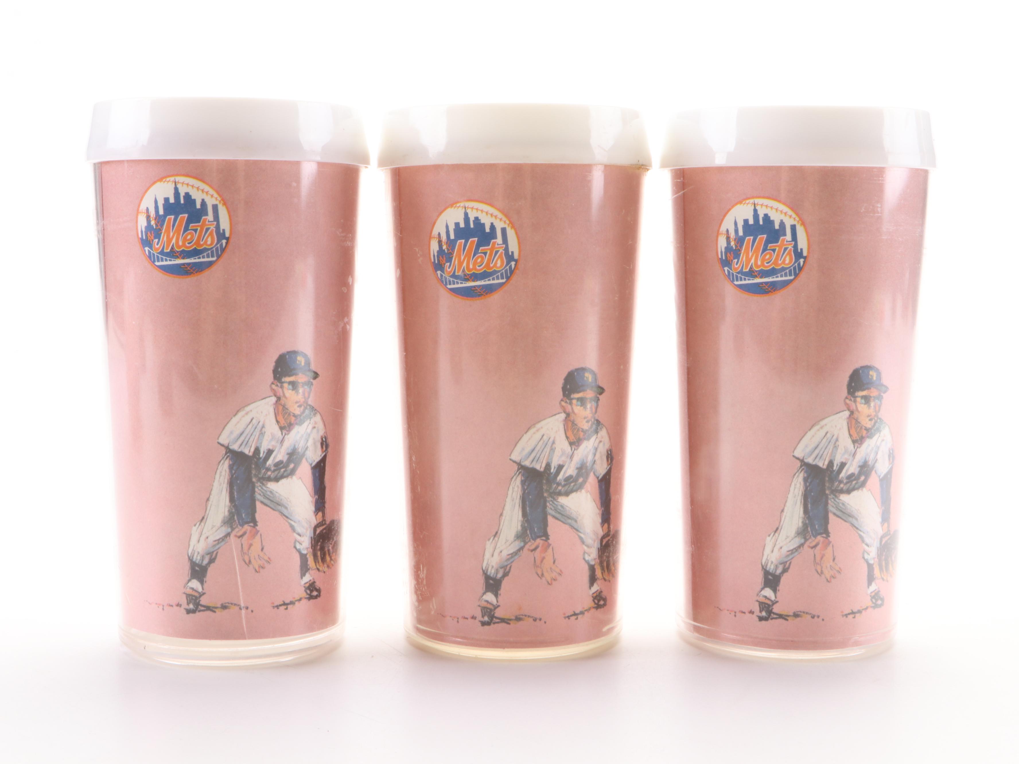 1960s Volpe Plastic MLB New York Mets and Detroit Tigers Tumbler Cups