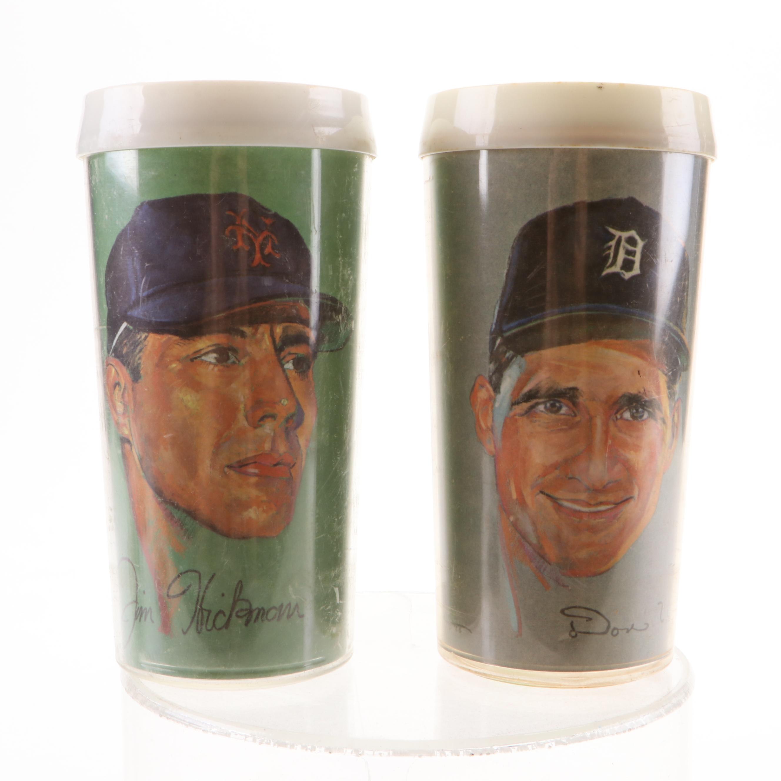 1960s Volpe Plastic MLB New York Mets and Detroit Tigers Tumbler Cups