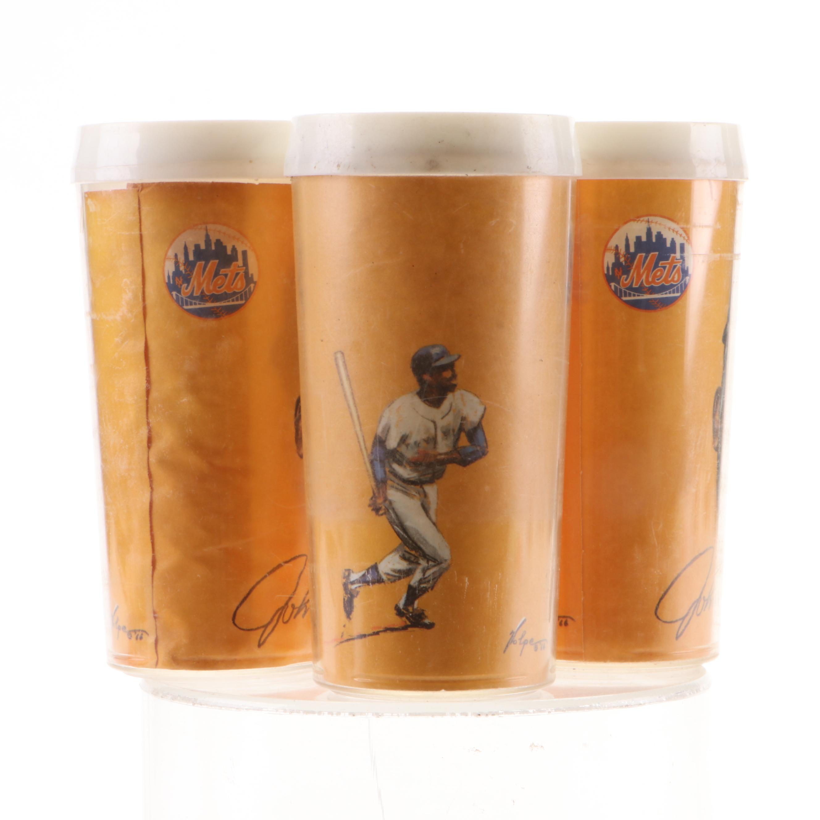 1960s Volpe Plastic MLB New York Mets and Detroit Tigers Tumbler Cups
