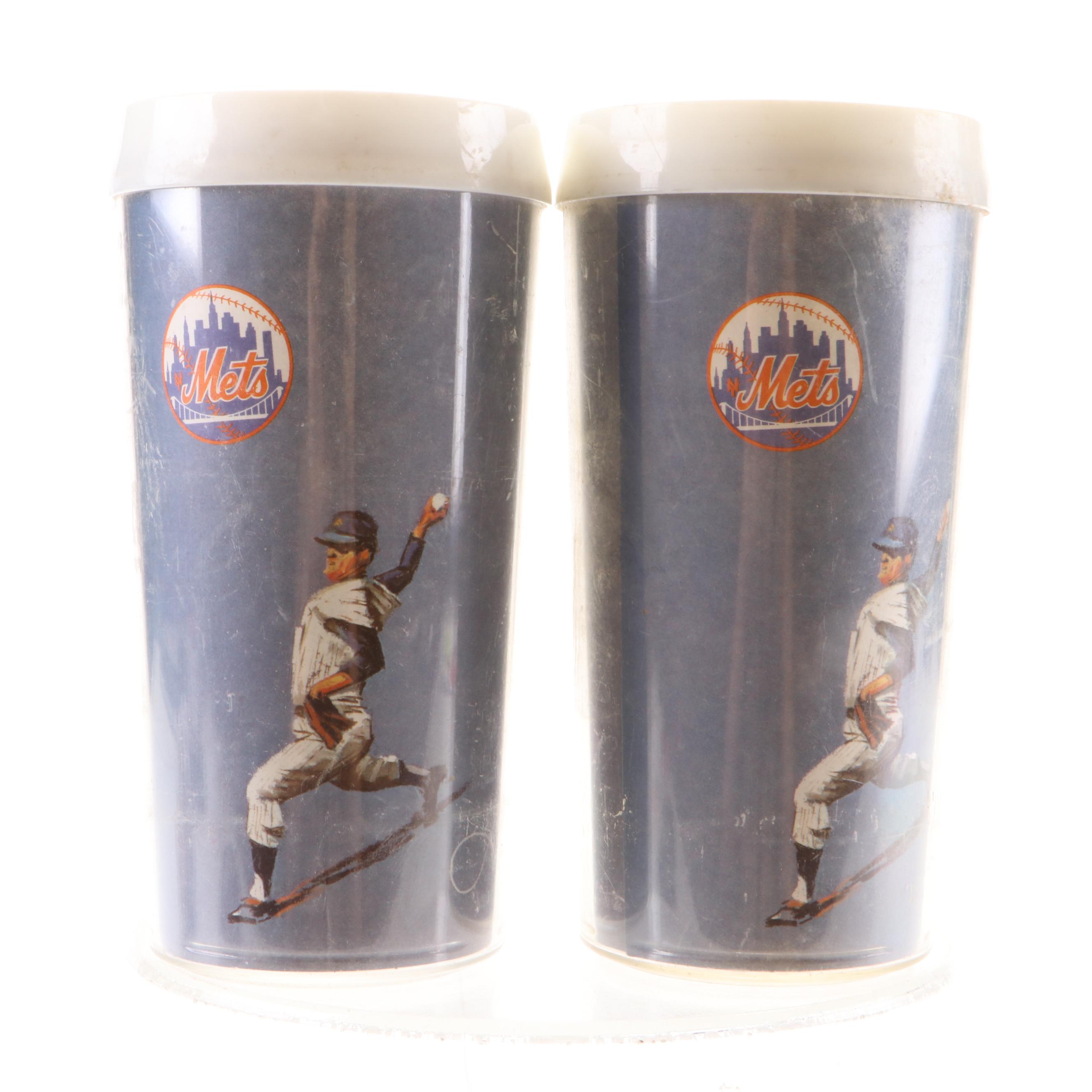 1960s Volpe Plastic MLB New York Mets and Detroit Tigers Tumbler Cups