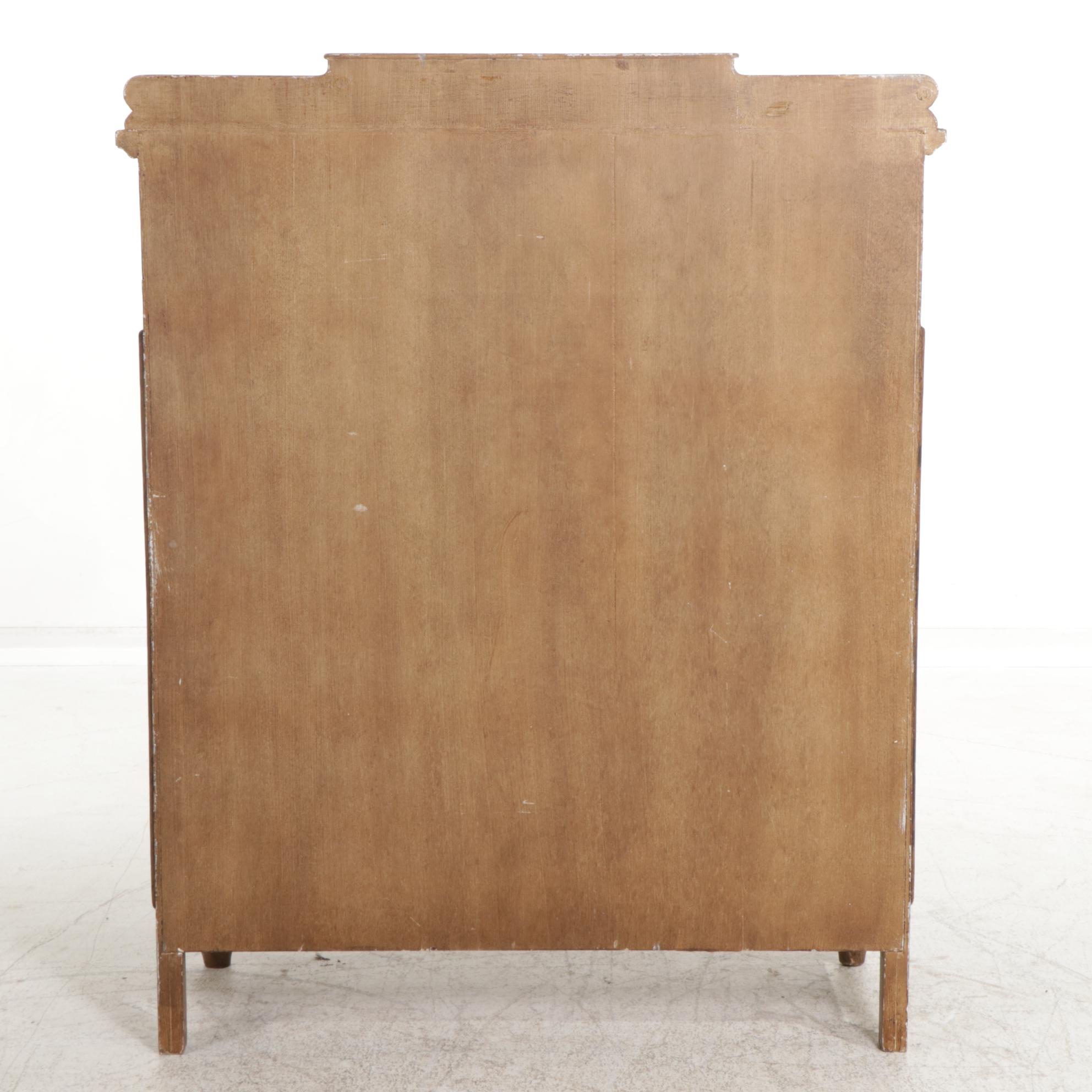 French Farmhouse Style Painted Wood and Iron Cabinet