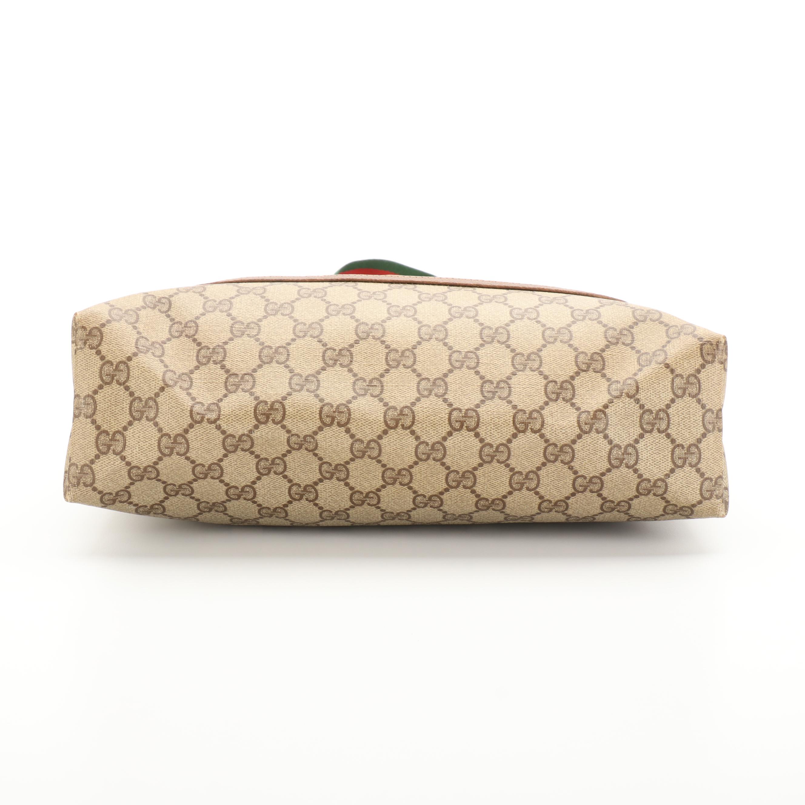 Gucci Accessory Collection GG Supreme Canvas and Leather Web Strap Tote