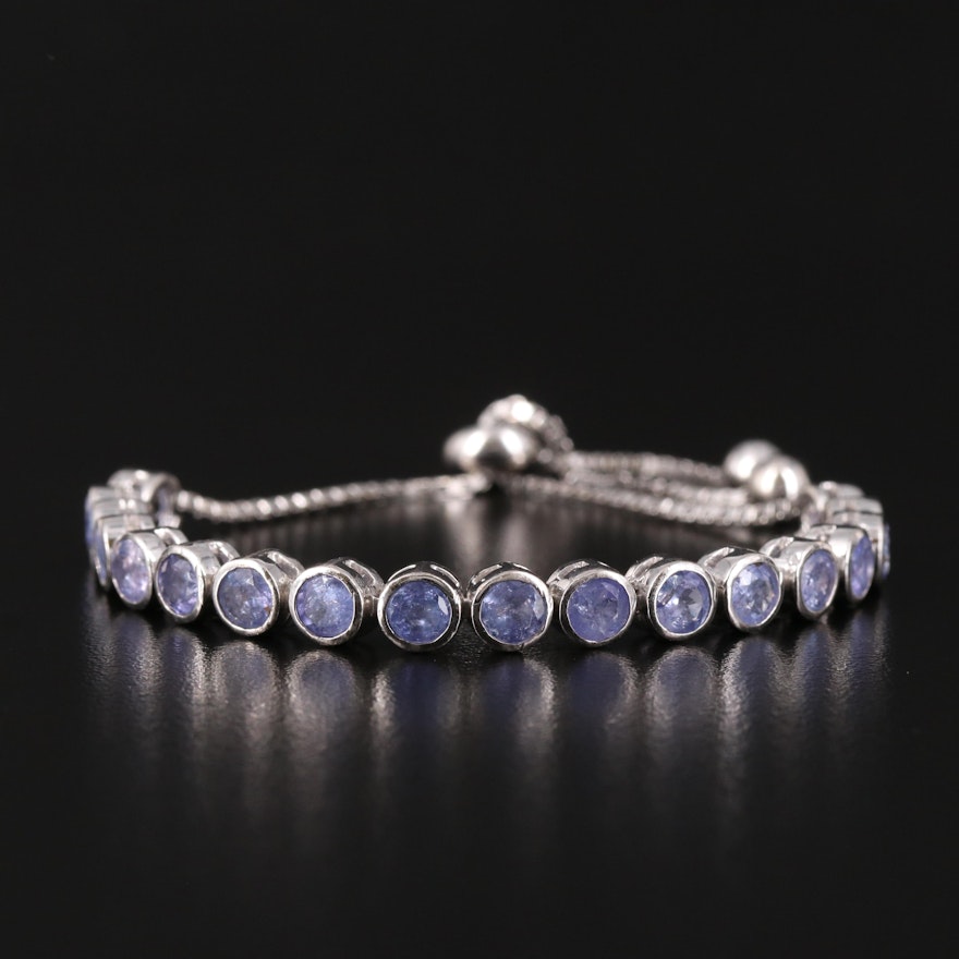 Sterling Tanzanite Line Bracelet with Slide Closure