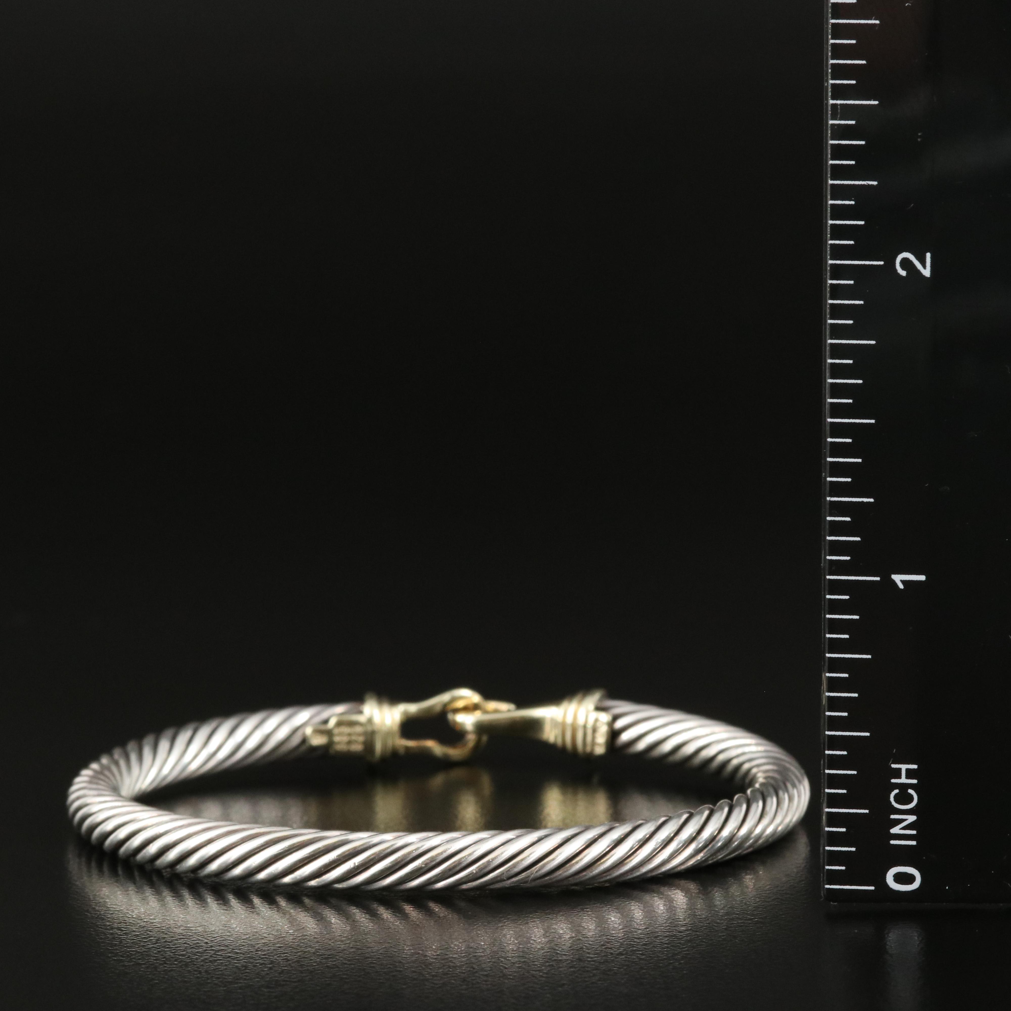 David Yurman "Cable Buckle" Sterling Buckle Bracelet with 14K Accent