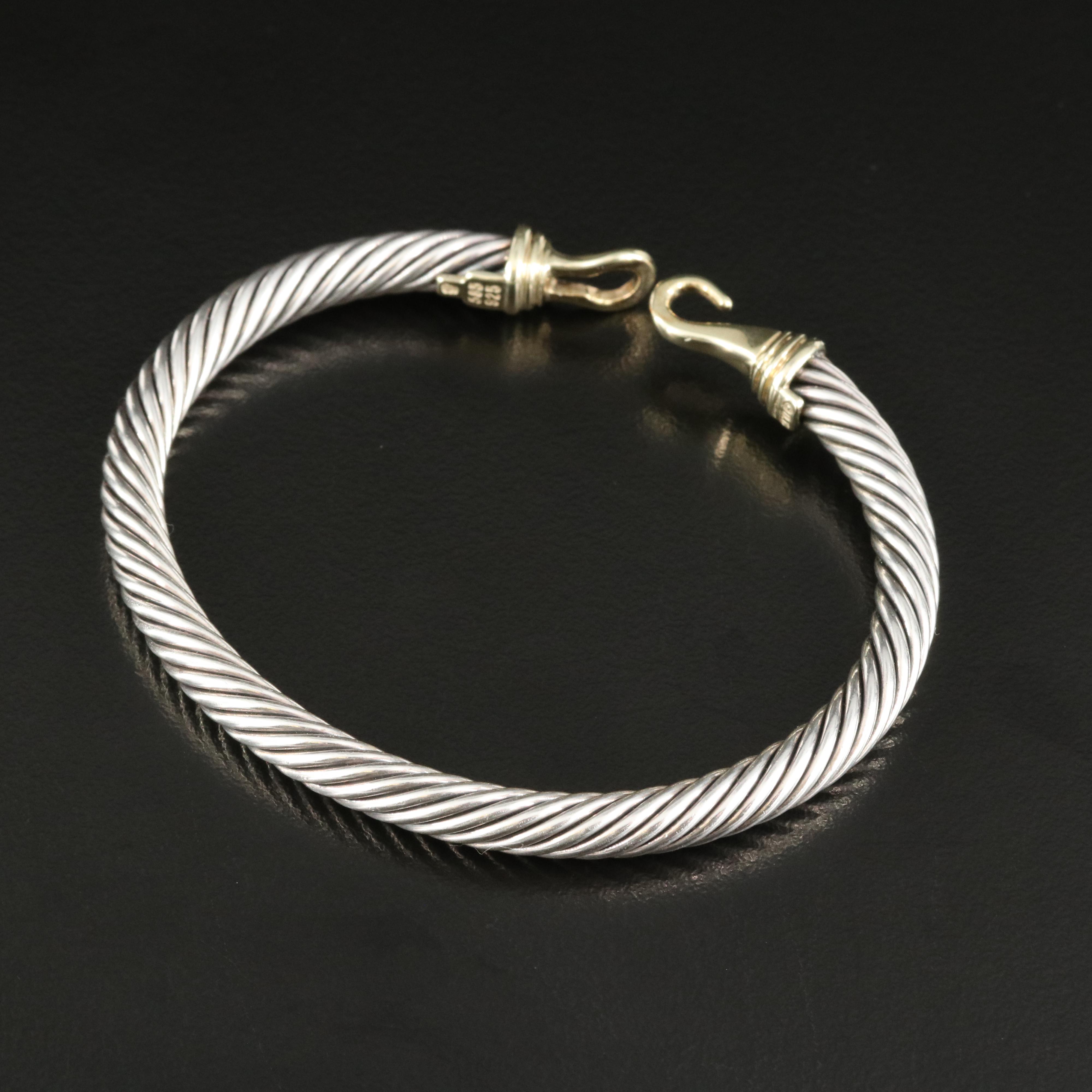David Yurman "Cable Buckle" Sterling Buckle Bracelet with 14K Accent