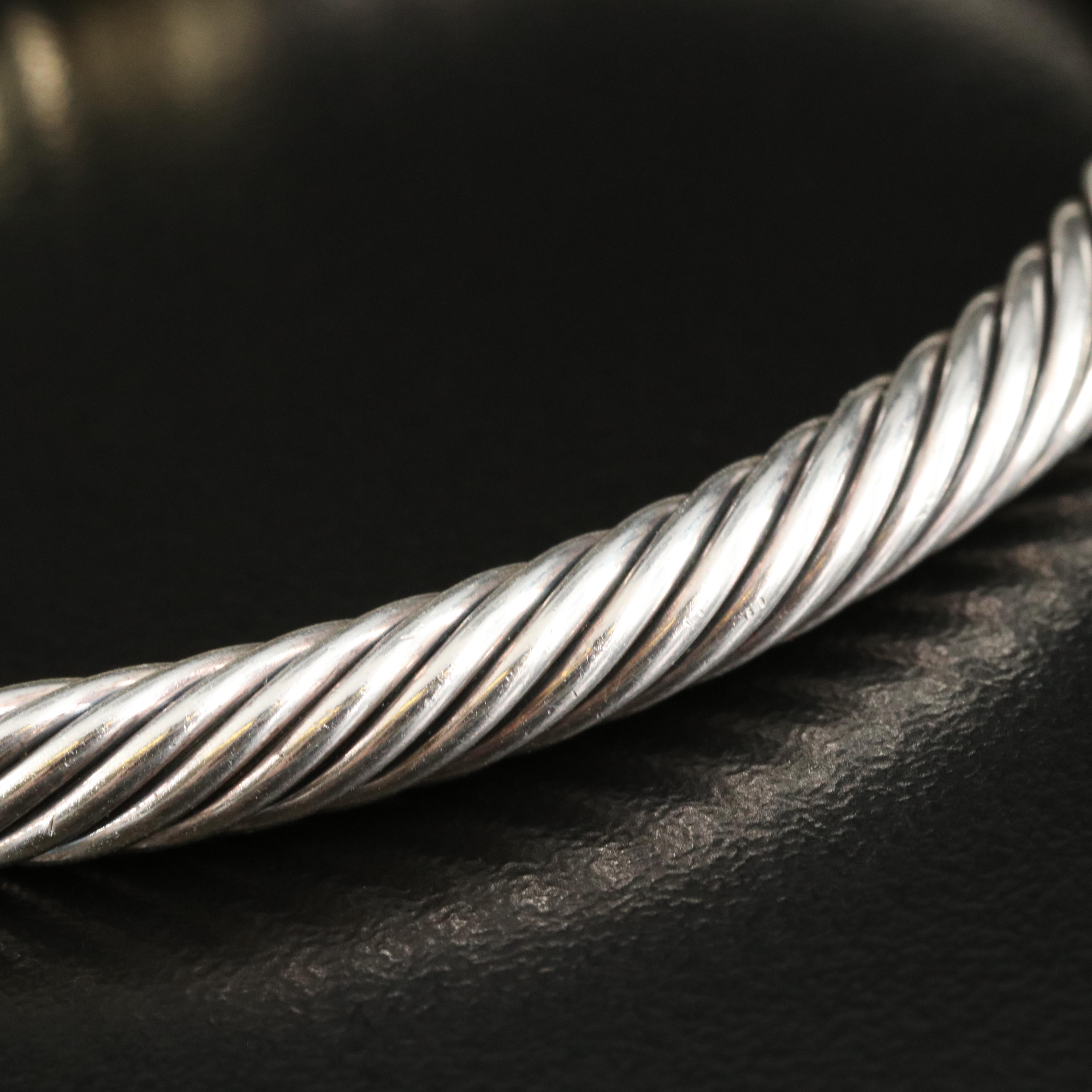 David Yurman "Cable Buckle" Sterling Buckle Bracelet with 14K Accent