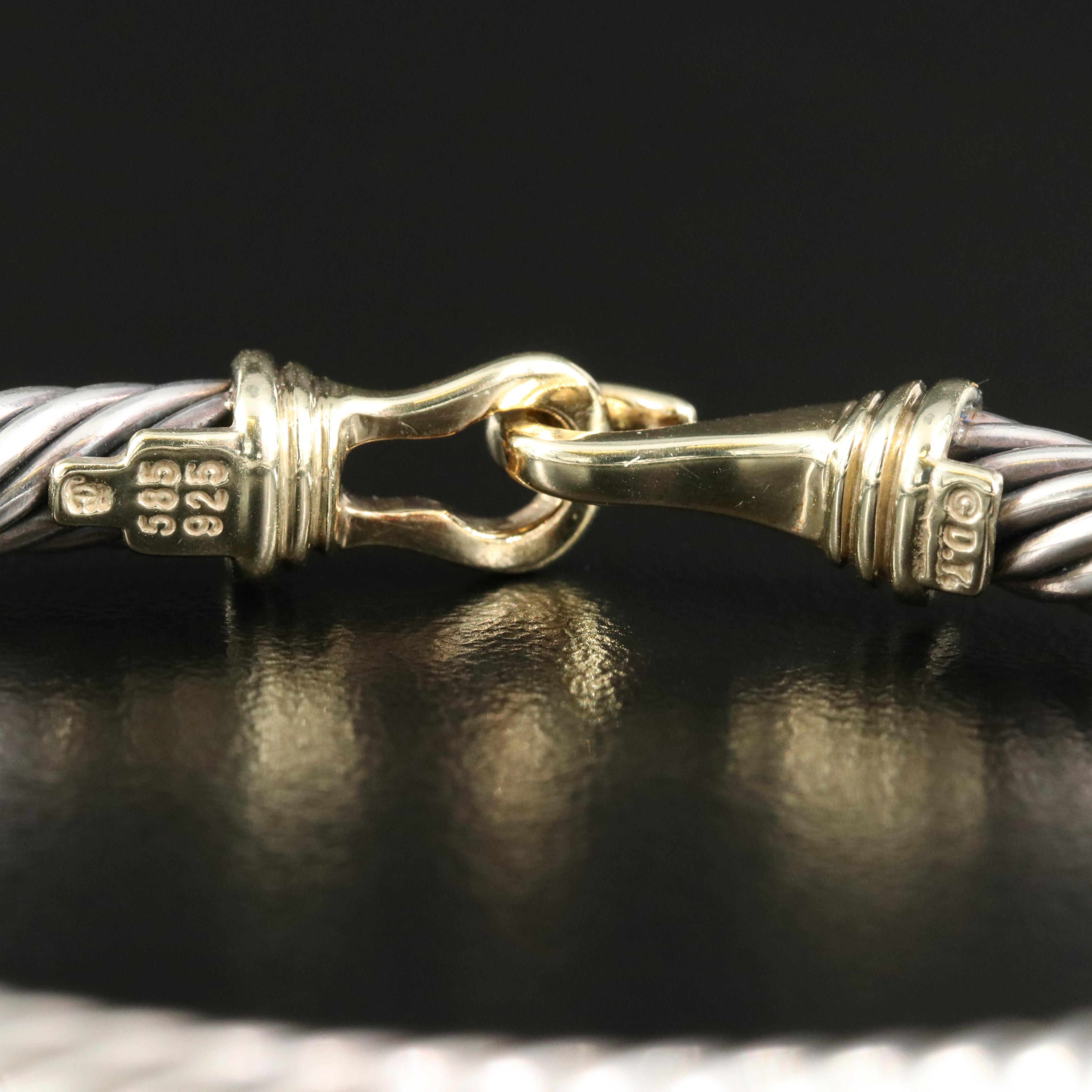 David Yurman "Cable Buckle" Sterling Buckle Bracelet with 14K Accent