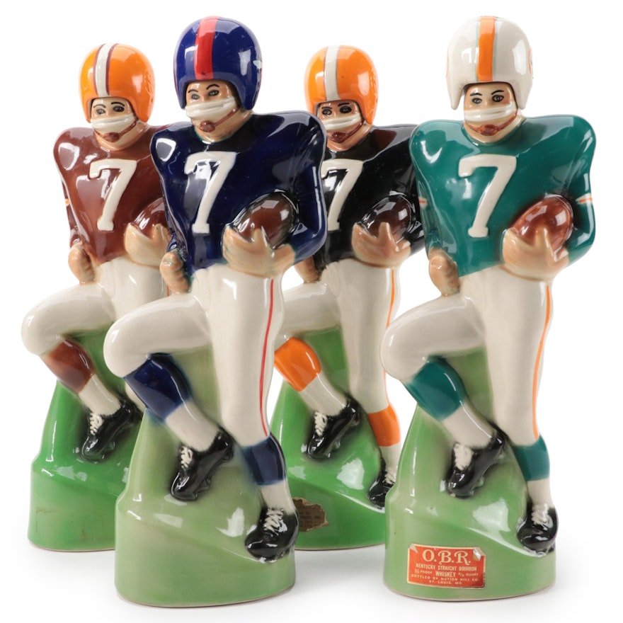 Paul Lux #7 for Colonial China Ceramic Football Player Liquor Bottles, 1972