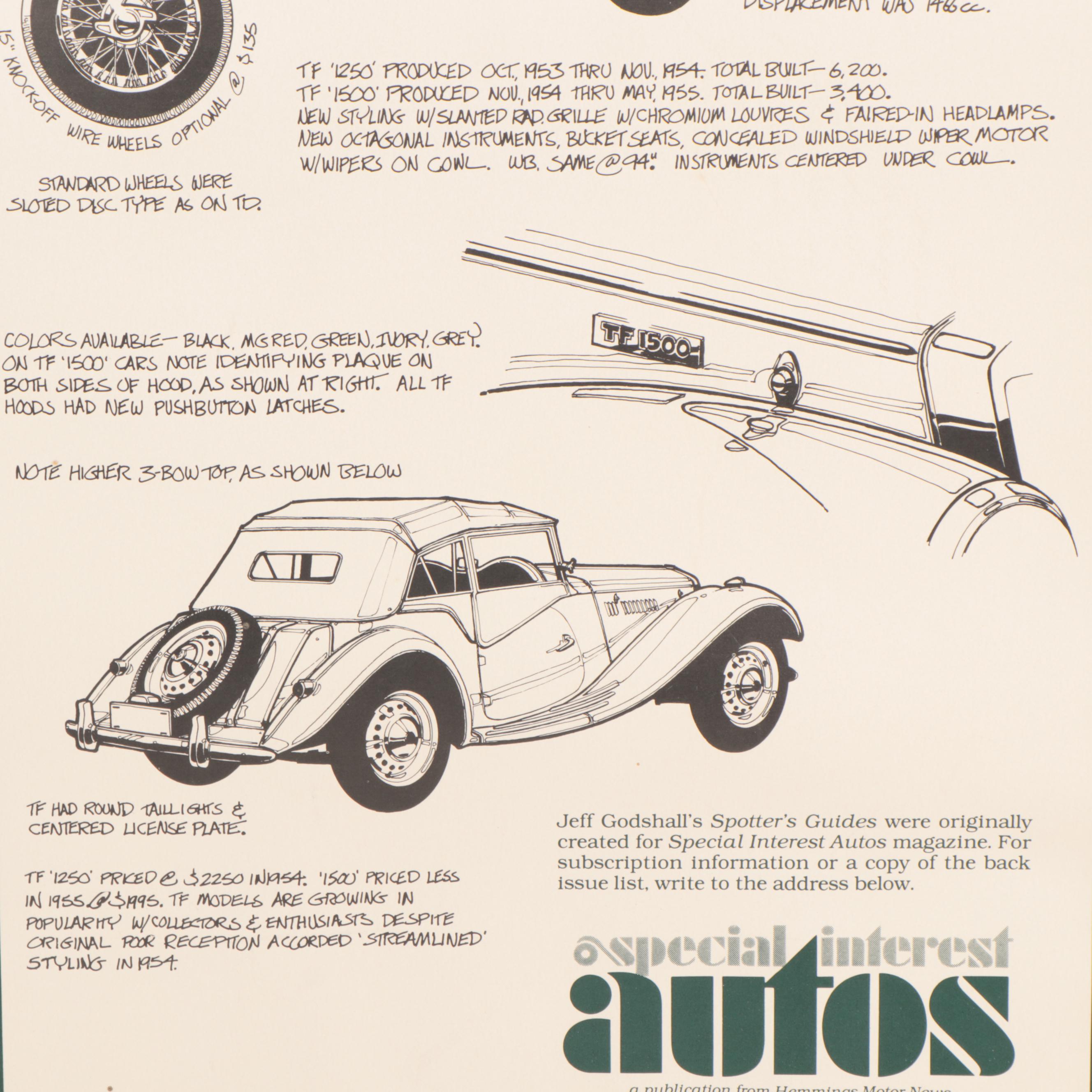 The Complete MG-TC, TD and TF Spotter's Guide Lithograph Advertisement
