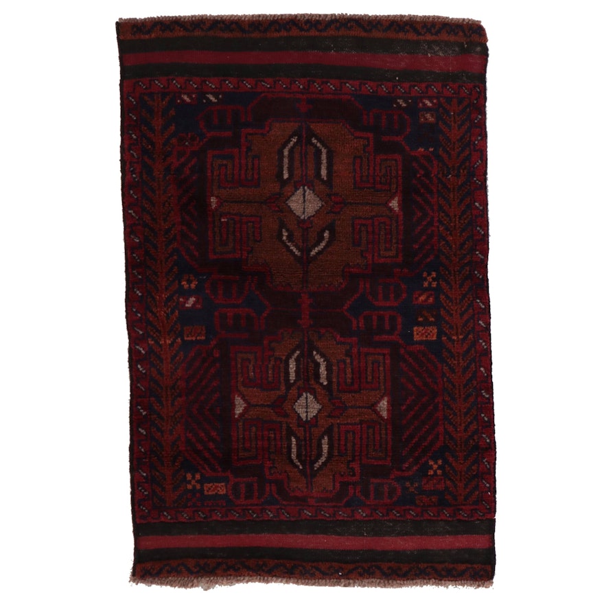 2'8 x 4'3 Hand-Knotted Afghan Baluch Accent Rug