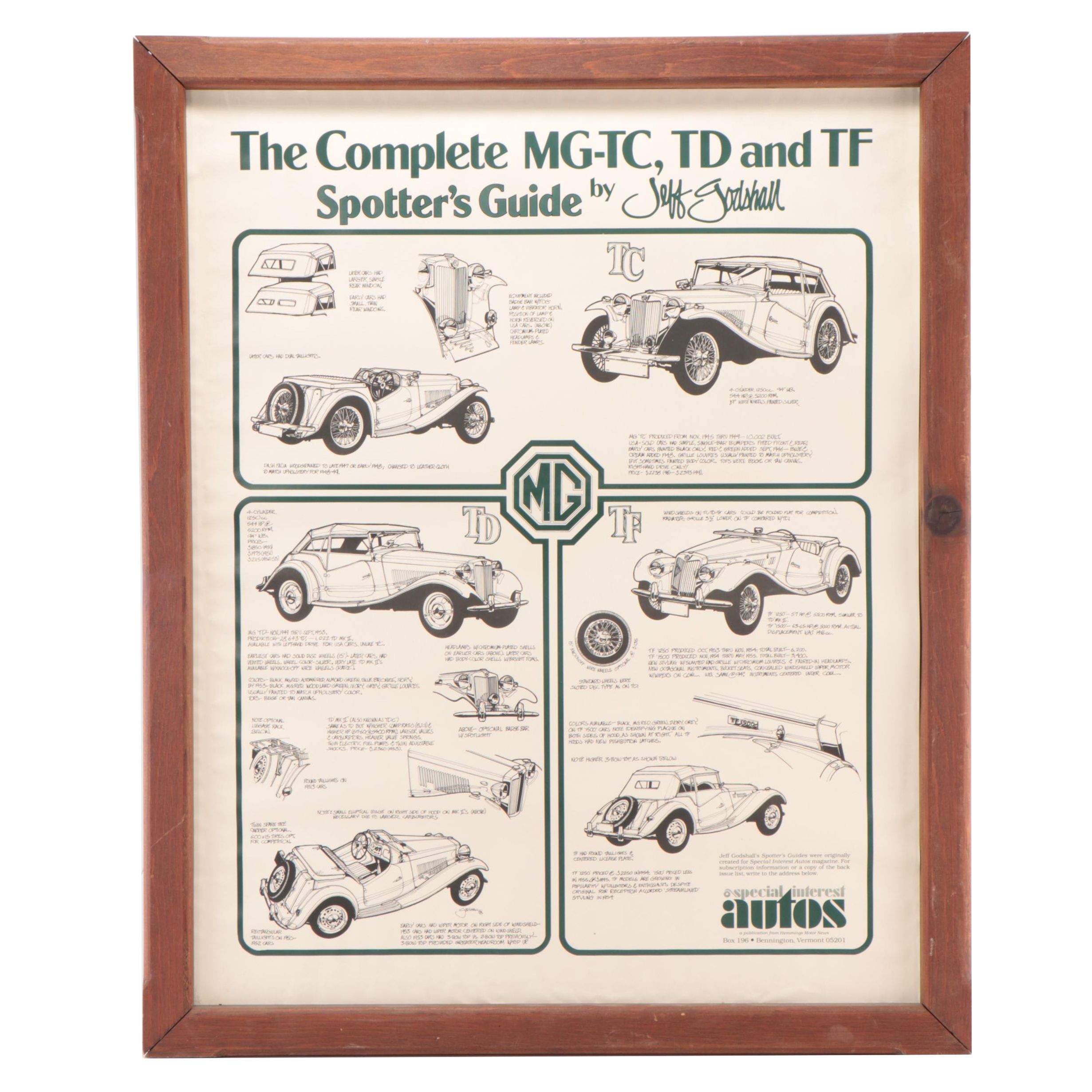 The Complete MG-TC, TD and TF Spotter's Guide Lithograph Advertisement