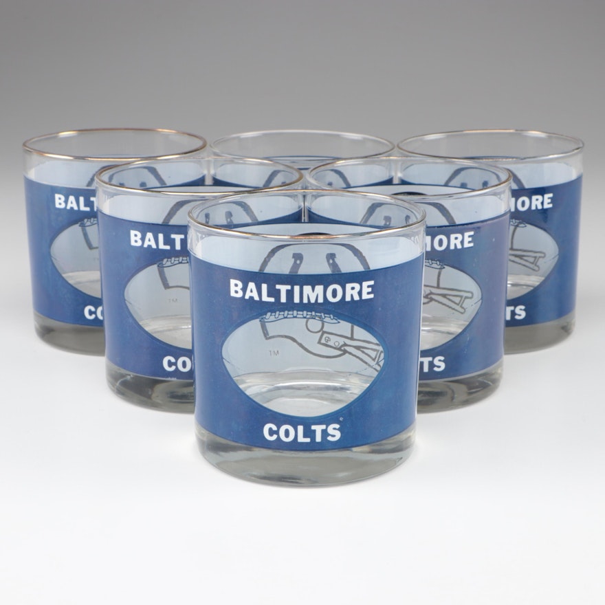 HouzeArt NFL Baltimore Colts Glass Old Fashioned Glasses, Late 20th Century