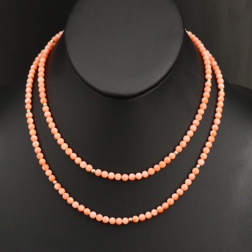 14K Coral Station Necklace