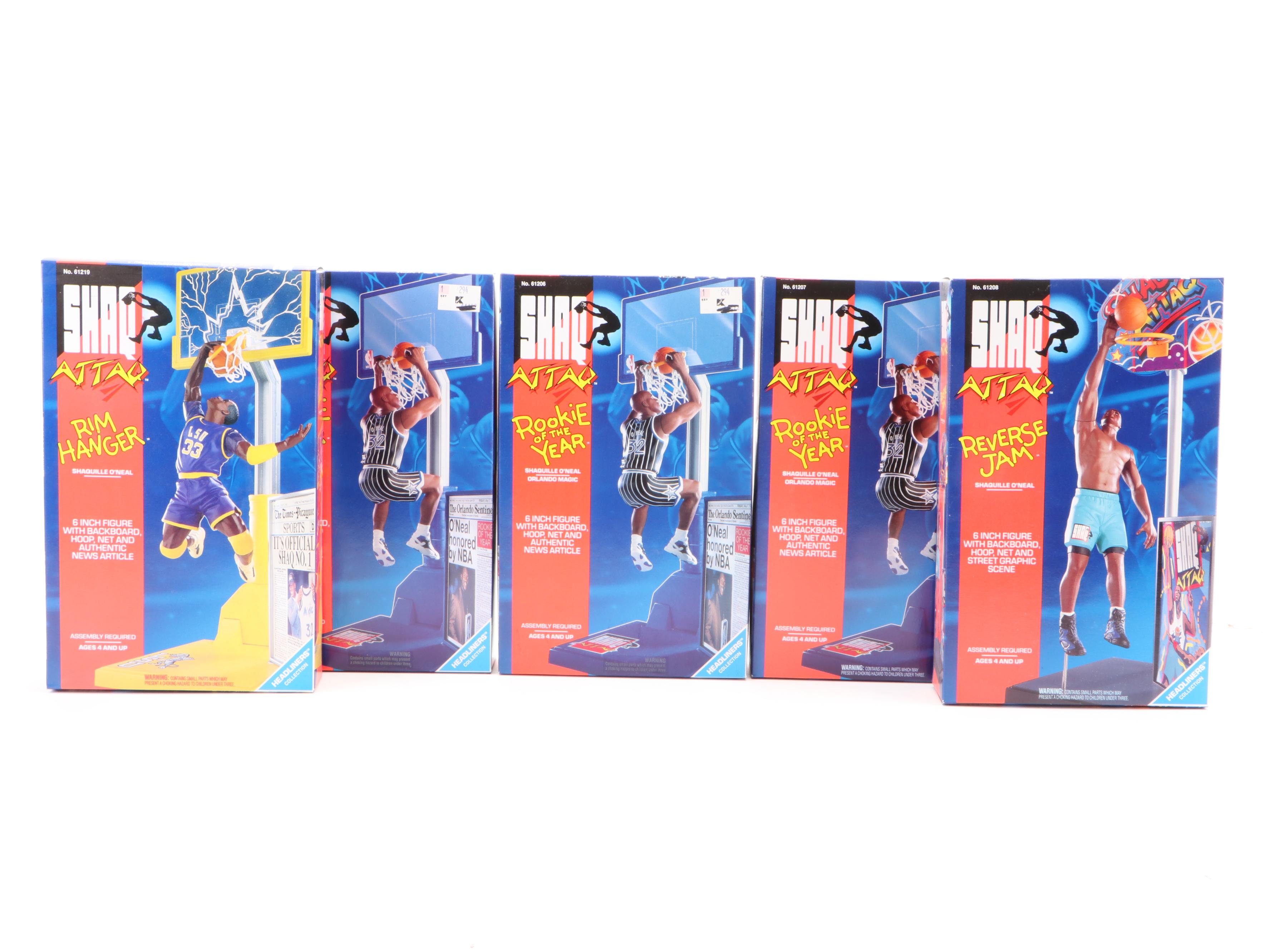 Starting Lineup NBA Basketball Shaq, Barkley, Kemp With Shaq-Attack Figurines