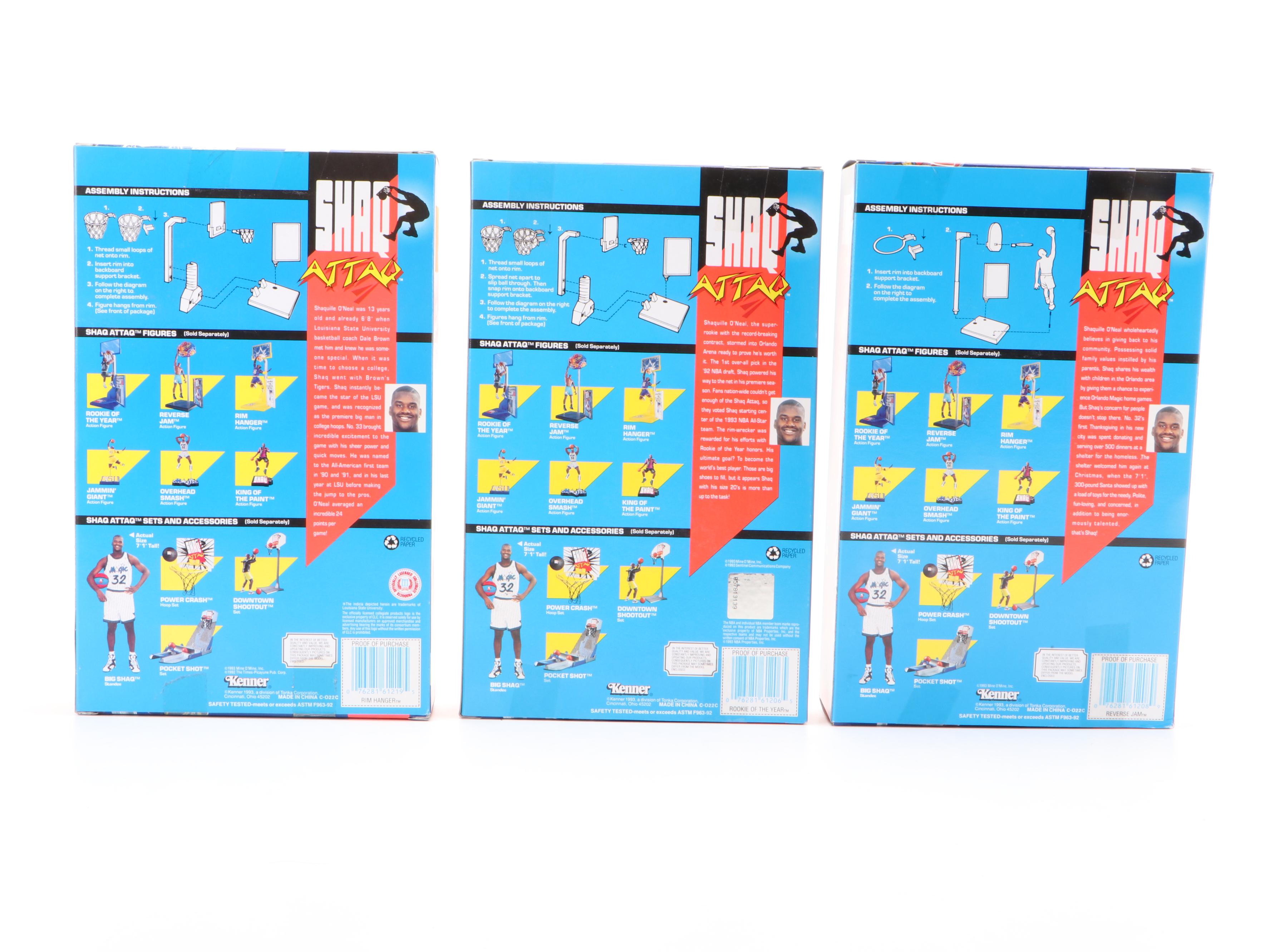 Starting Lineup NBA Basketball Shaq, Barkley, Kemp With Shaq-Attack Figurines