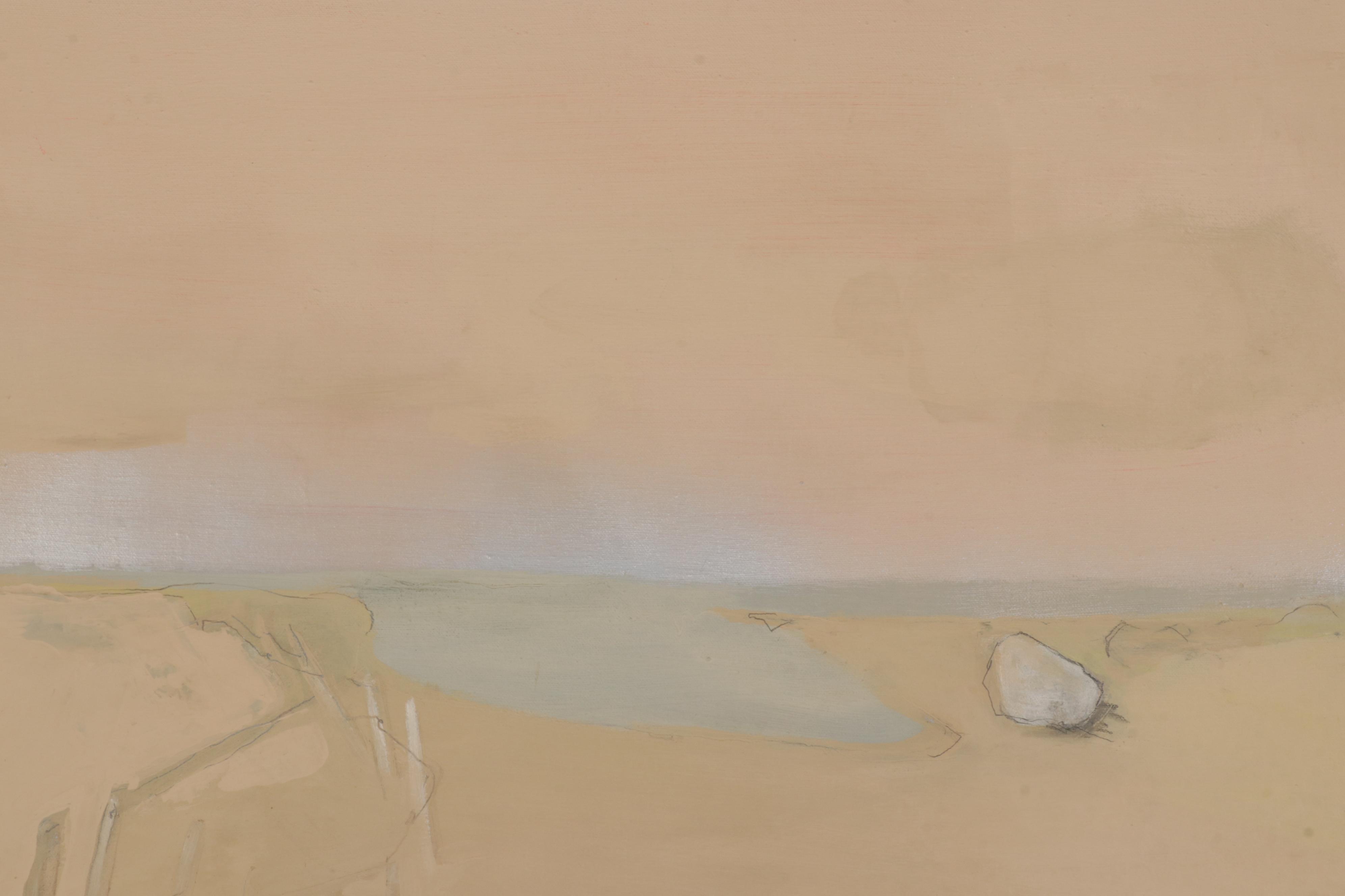 John Funt Acrylic Painting of Rocks on Coastal Beach, 1974