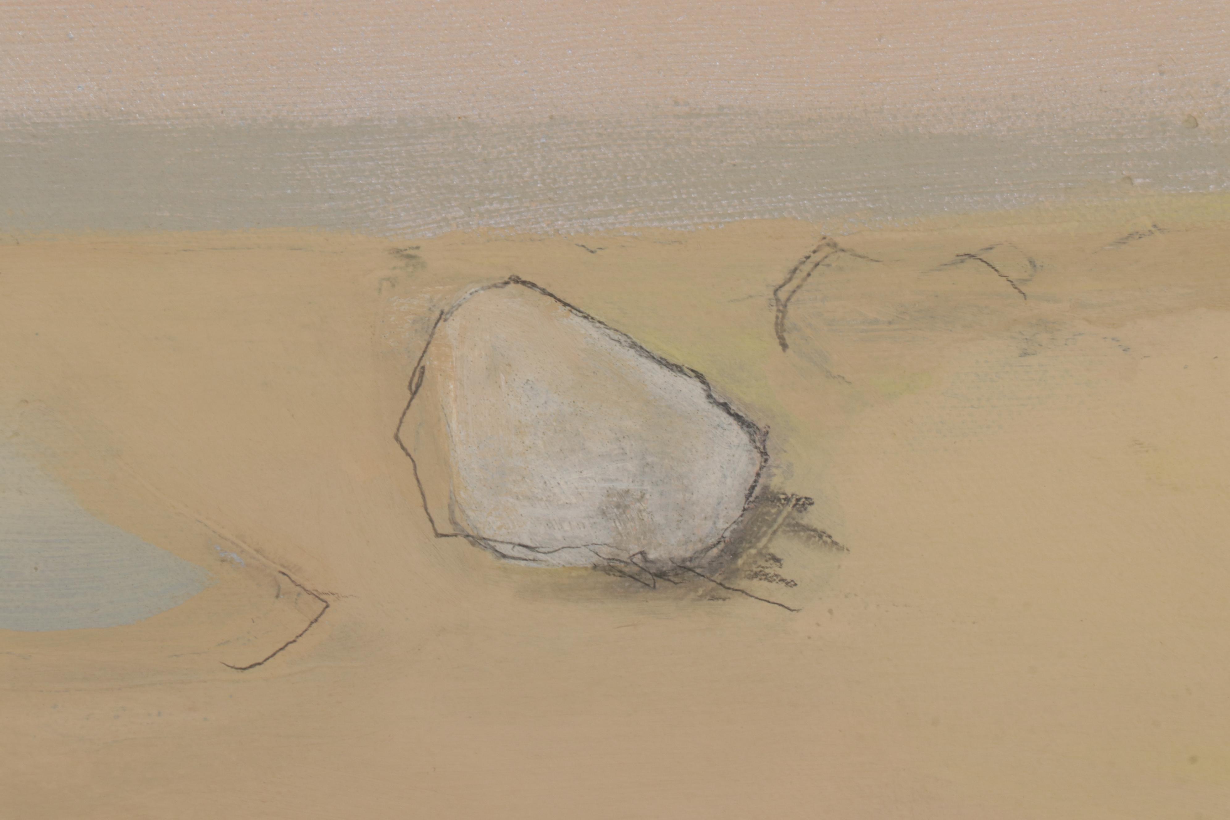 John Funt Acrylic Painting of Rocks on Coastal Beach, 1974