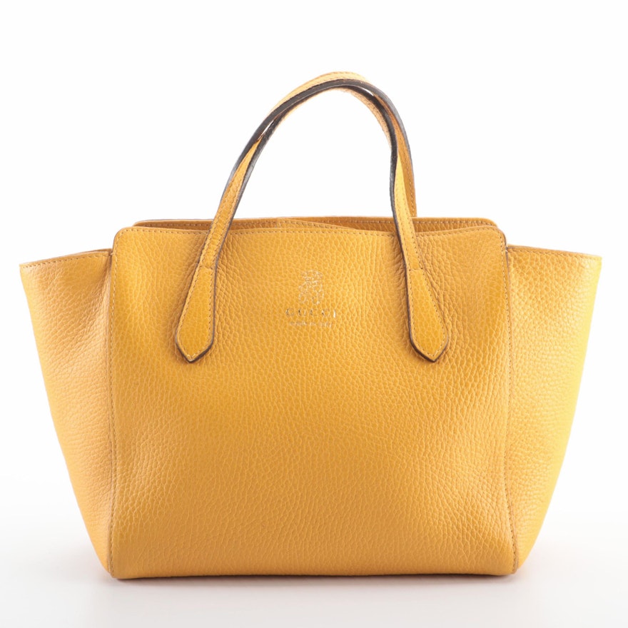 Gucci Children's Swing Tote in Yellow Grained Leather