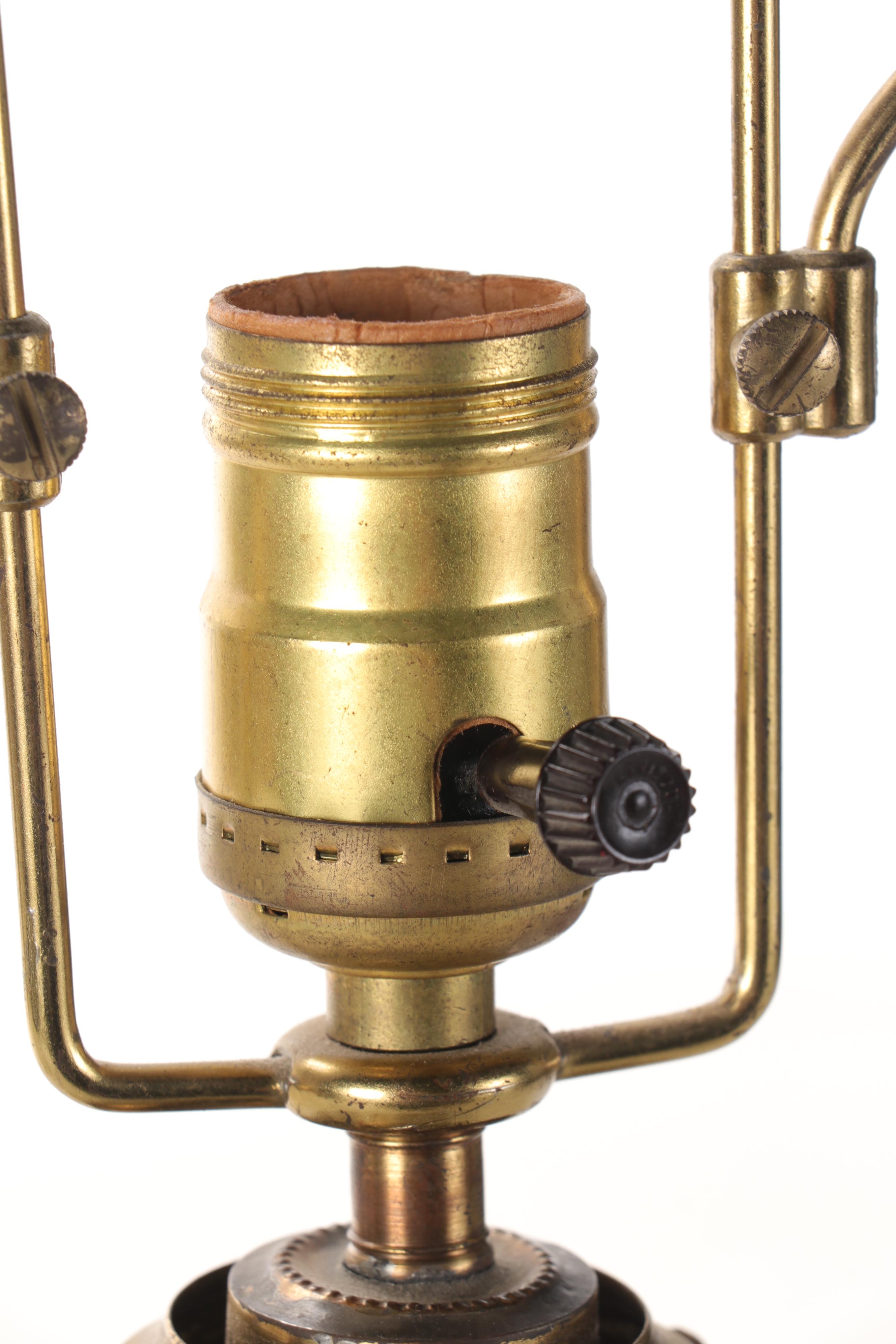 Matador Brenner Brass and Pressed Glass Oil Table Lamp, Adapted Early/Mid-20th C