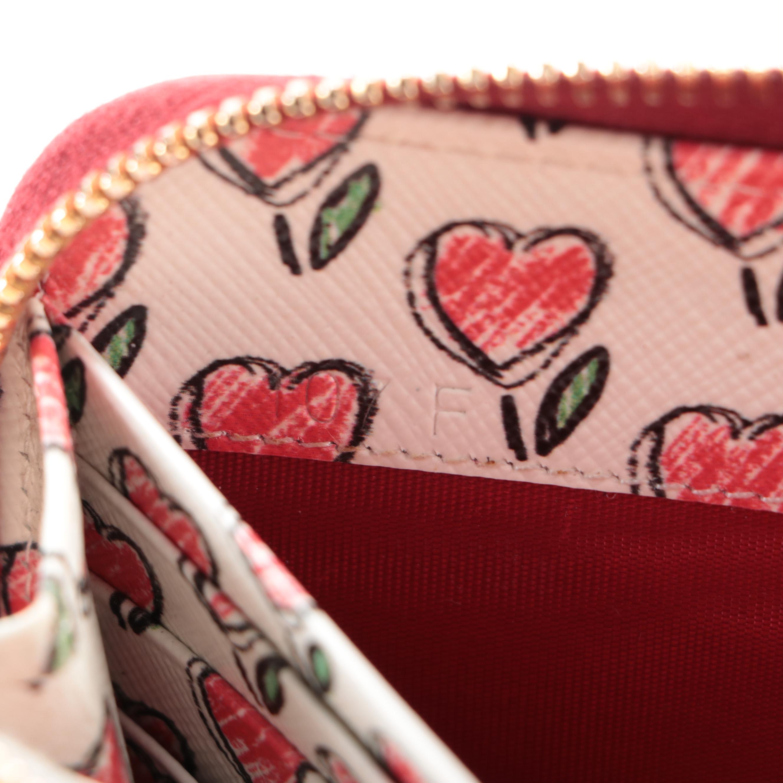 Prada Zip-Around Wallet in Red Saffiano Leather with Box