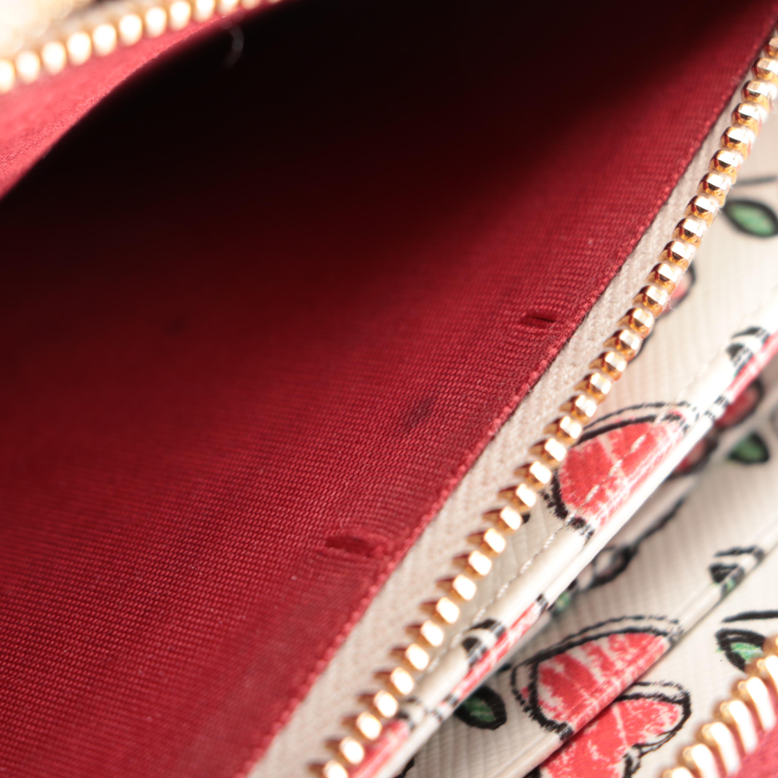 Prada Zip-Around Wallet in Red Saffiano Leather with Box