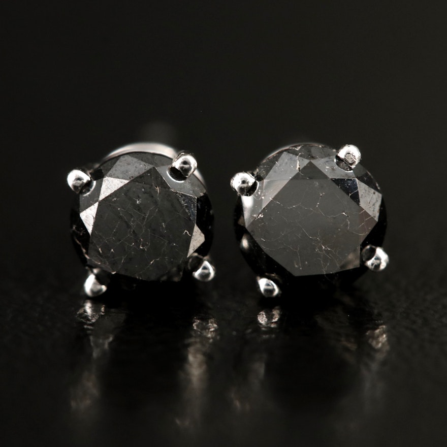 10K 1.00 CTW Black Diamond Stud Earrings