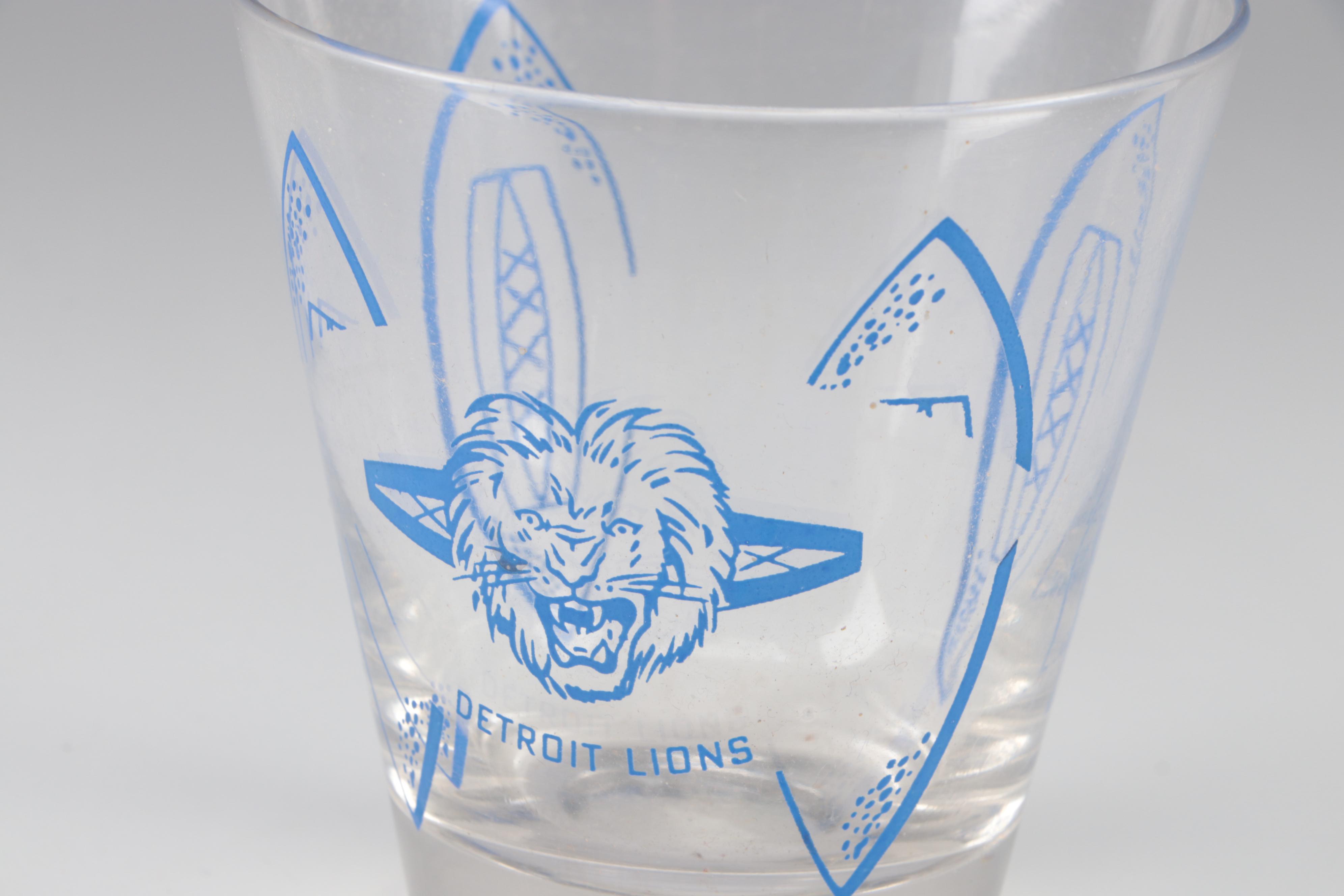 Hedy NFL Football Detroit Lions Cocktail Glasses, Mid to Late 20th C.