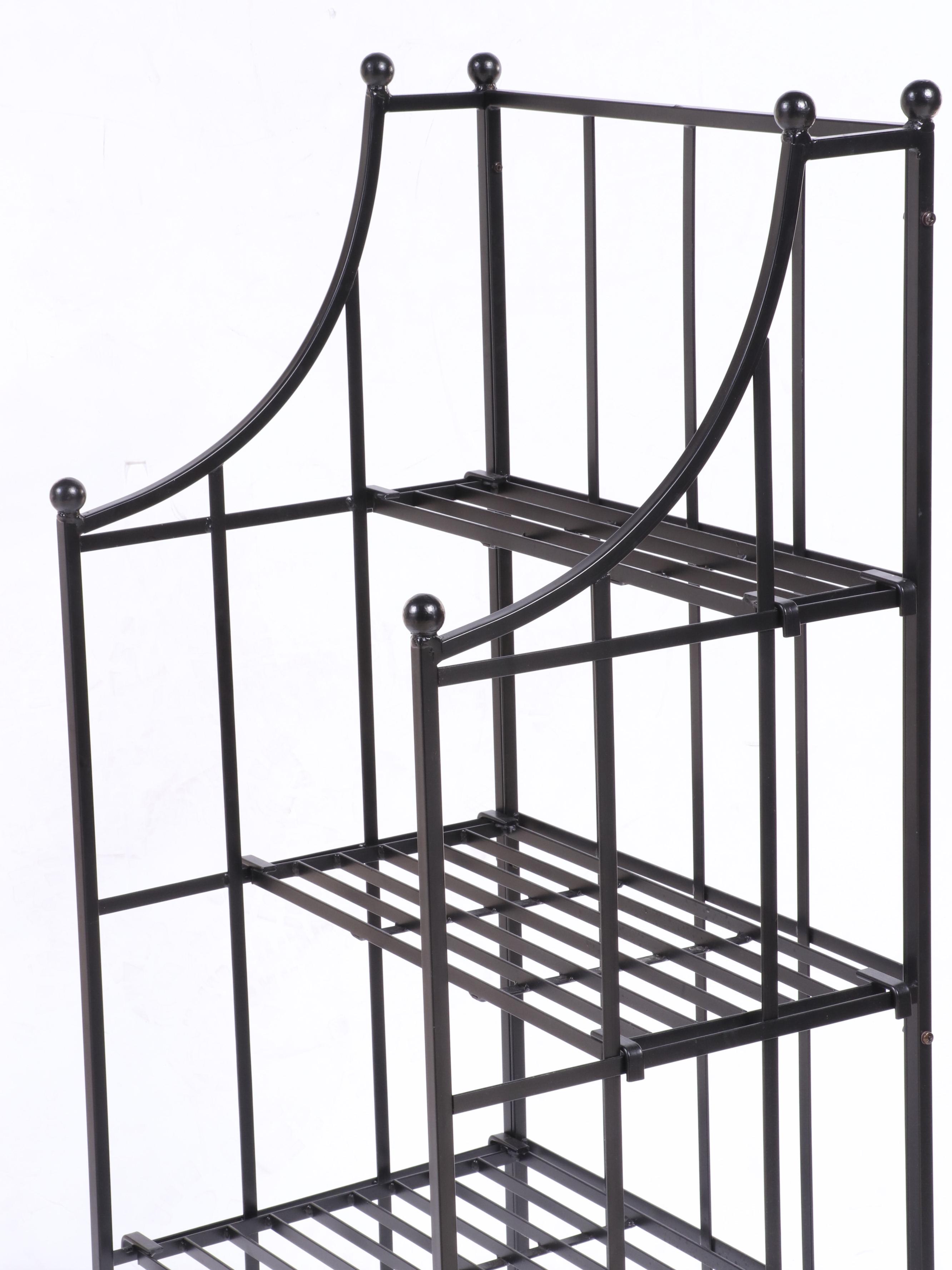 Folding Three-Tier Iron Plant Stand