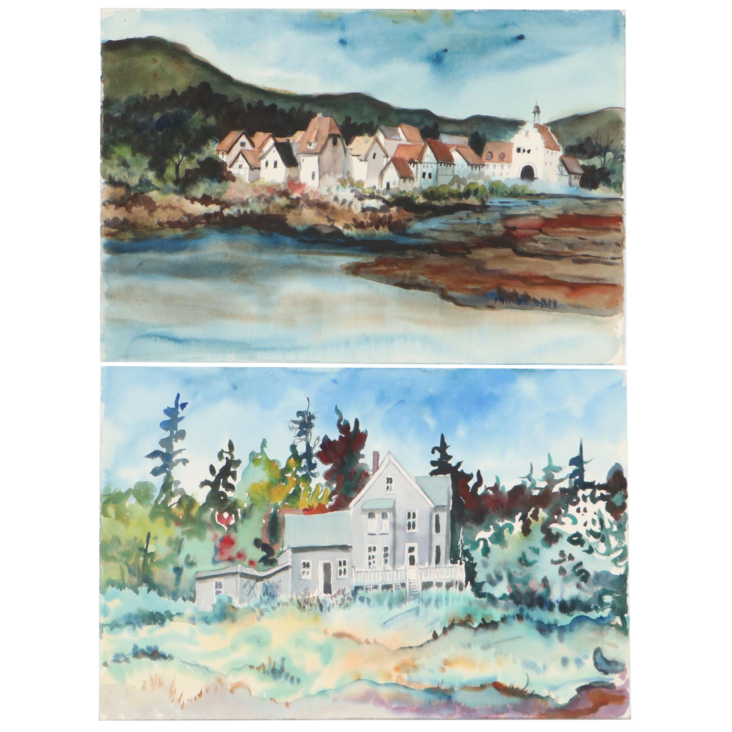 Marion Maas Architectural Landscape Watercolor Paintings