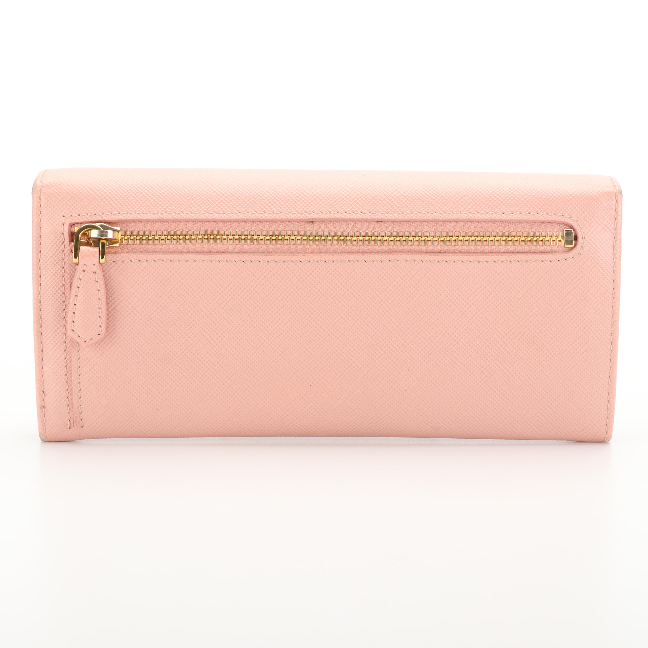 Prada Continental Bow Wallet in Orchid Saffiano Leather with Box