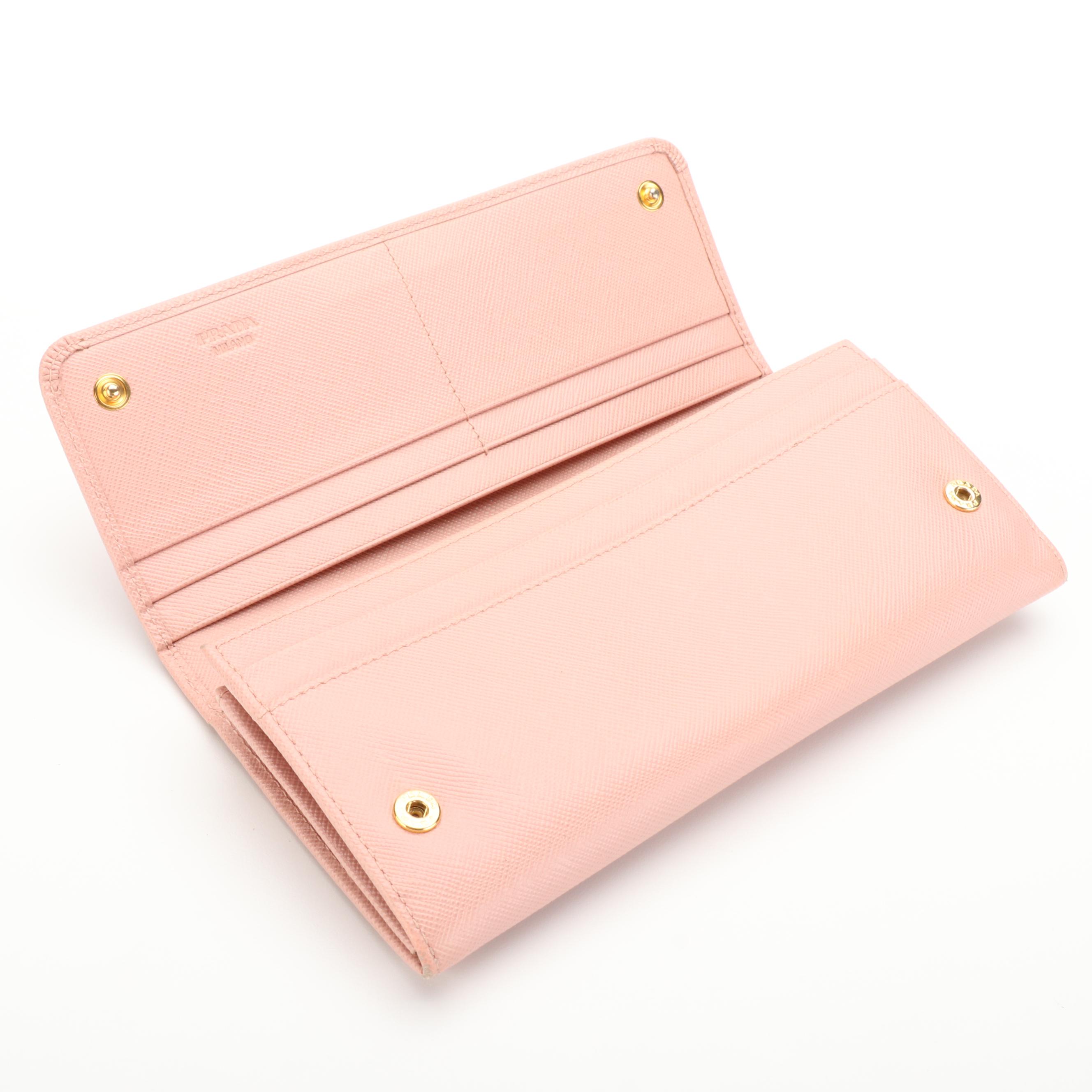 Prada Continental Bow Wallet in Orchid Saffiano Leather with Box