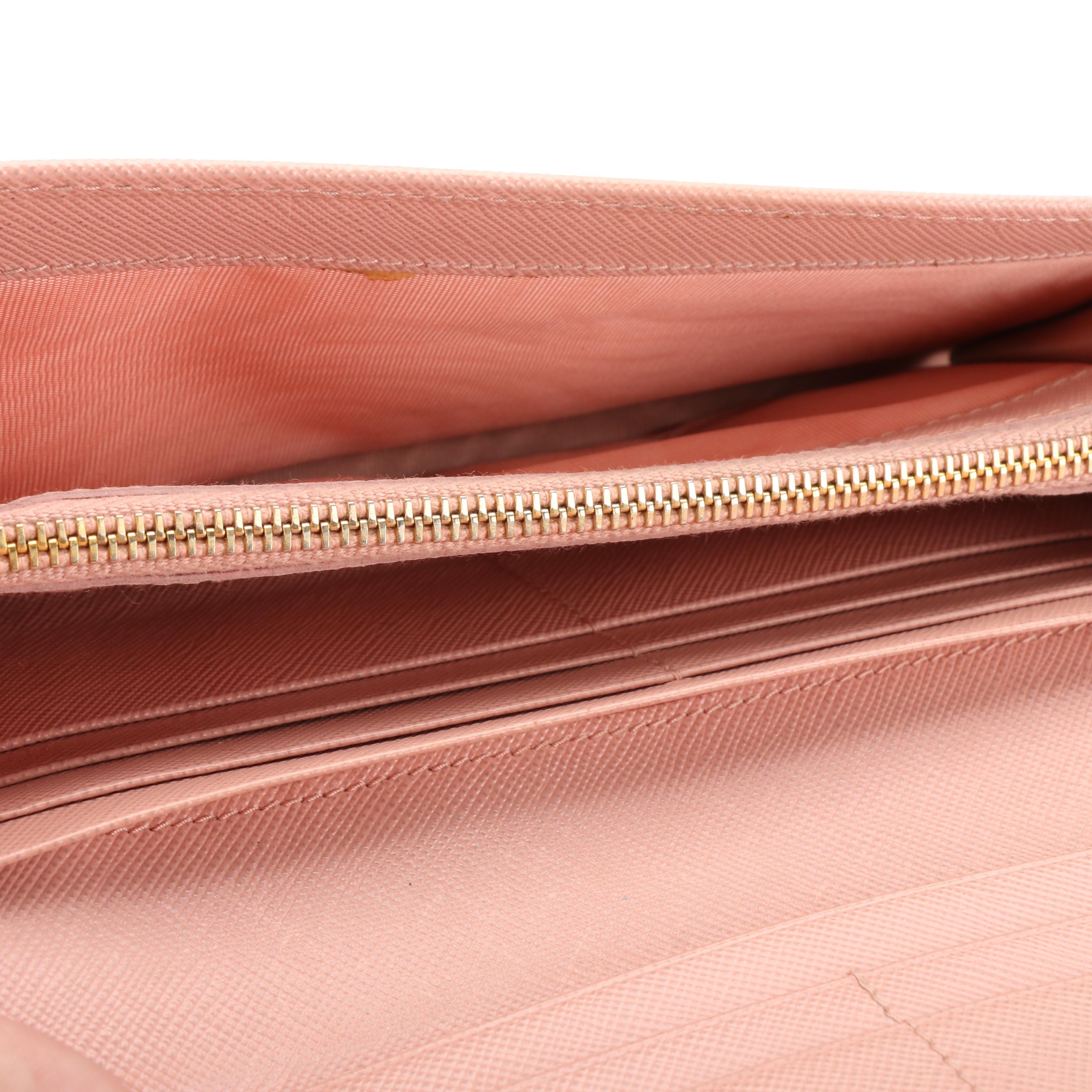 Prada Continental Bow Wallet in Orchid Saffiano Leather with Box