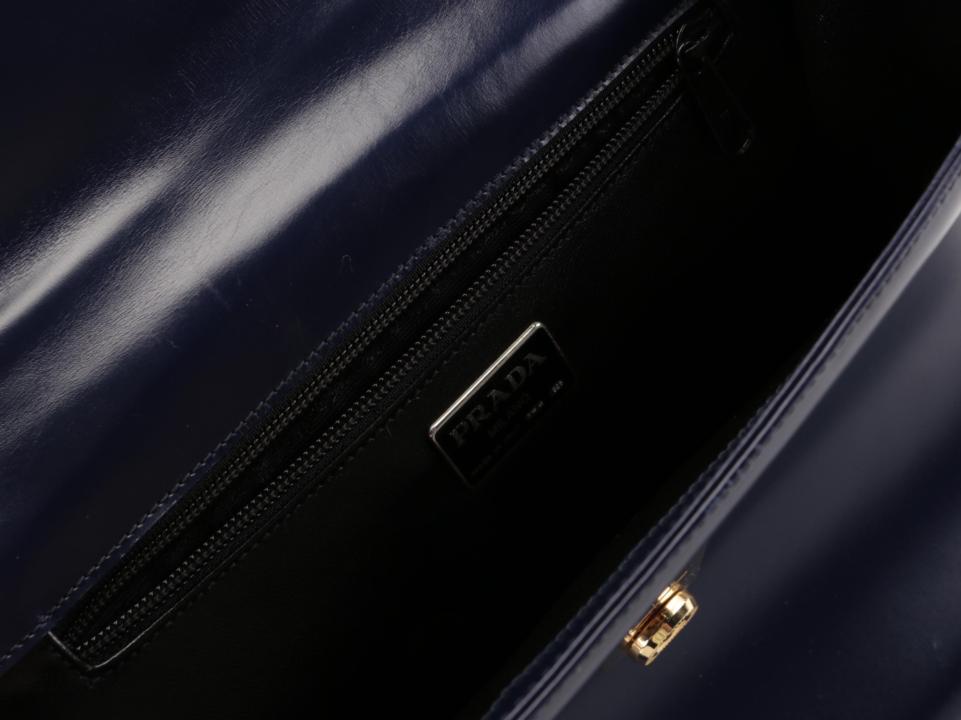 Prada Two-Way Locking Top-Handle Bag in Anemone Blue Bijoux Leather