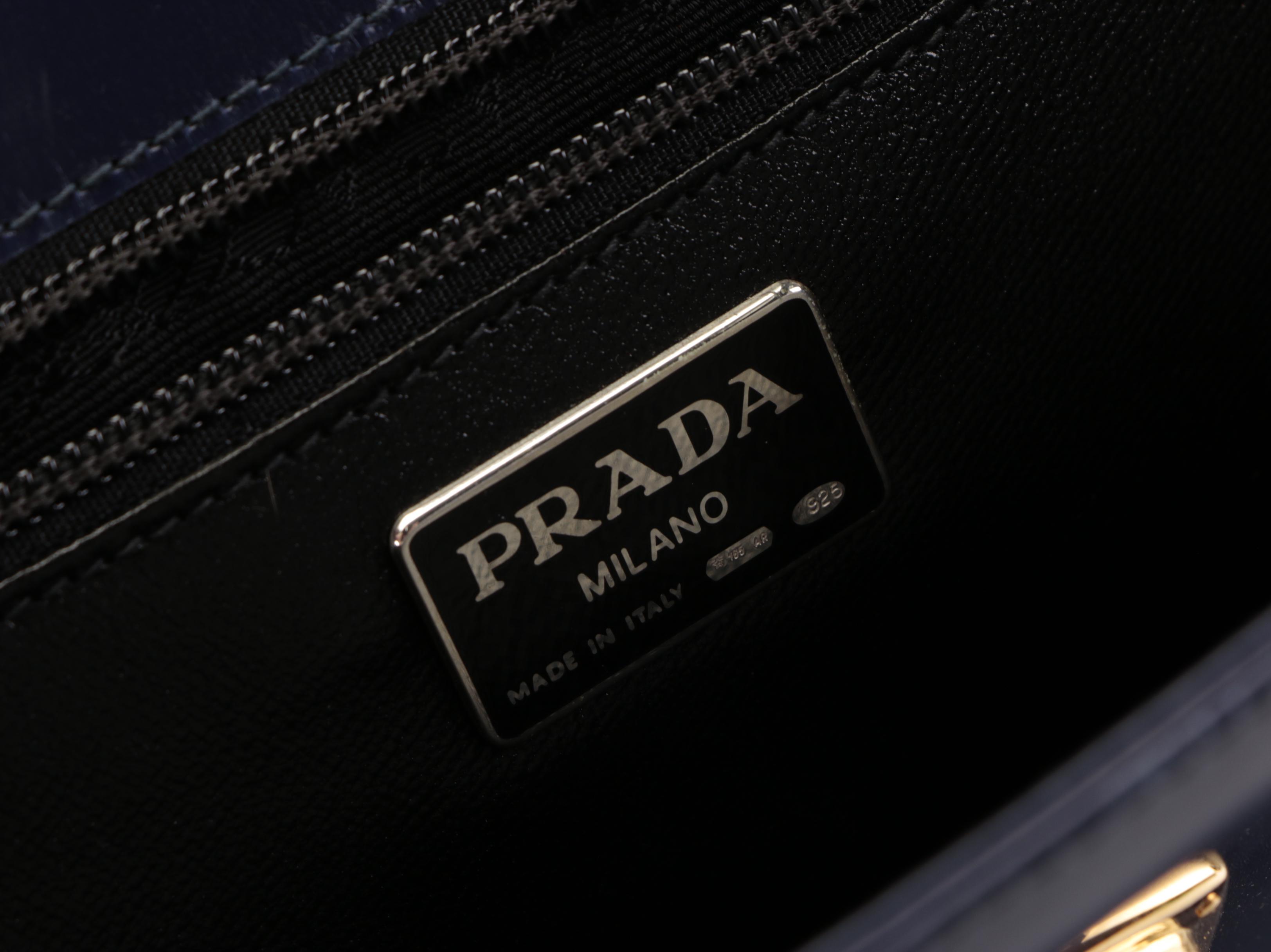 Prada Two-Way Locking Top-Handle Bag in Anemone Blue Bijoux Leather