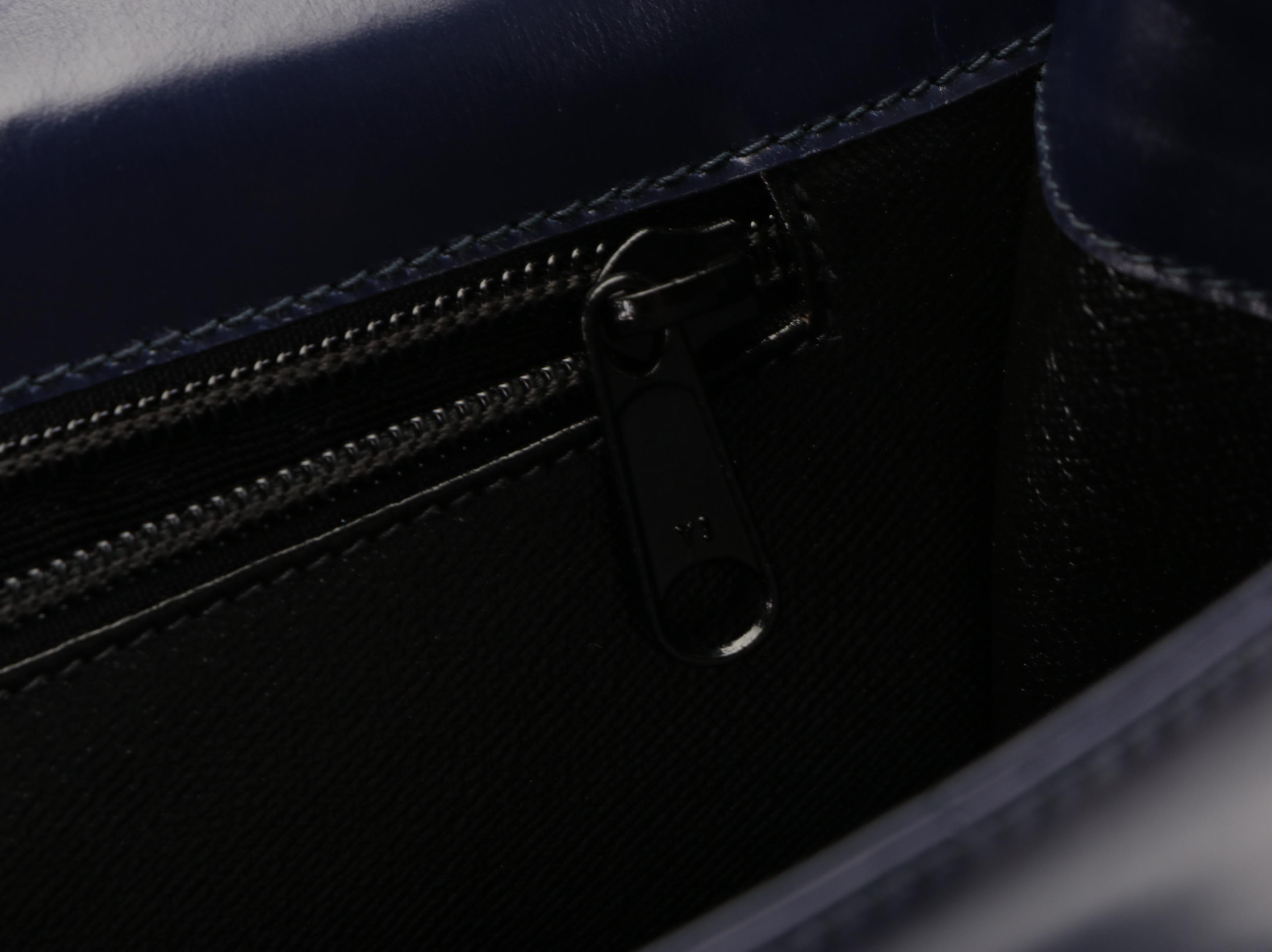 Prada Two-Way Locking Top-Handle Bag in Anemone Blue Bijoux Leather