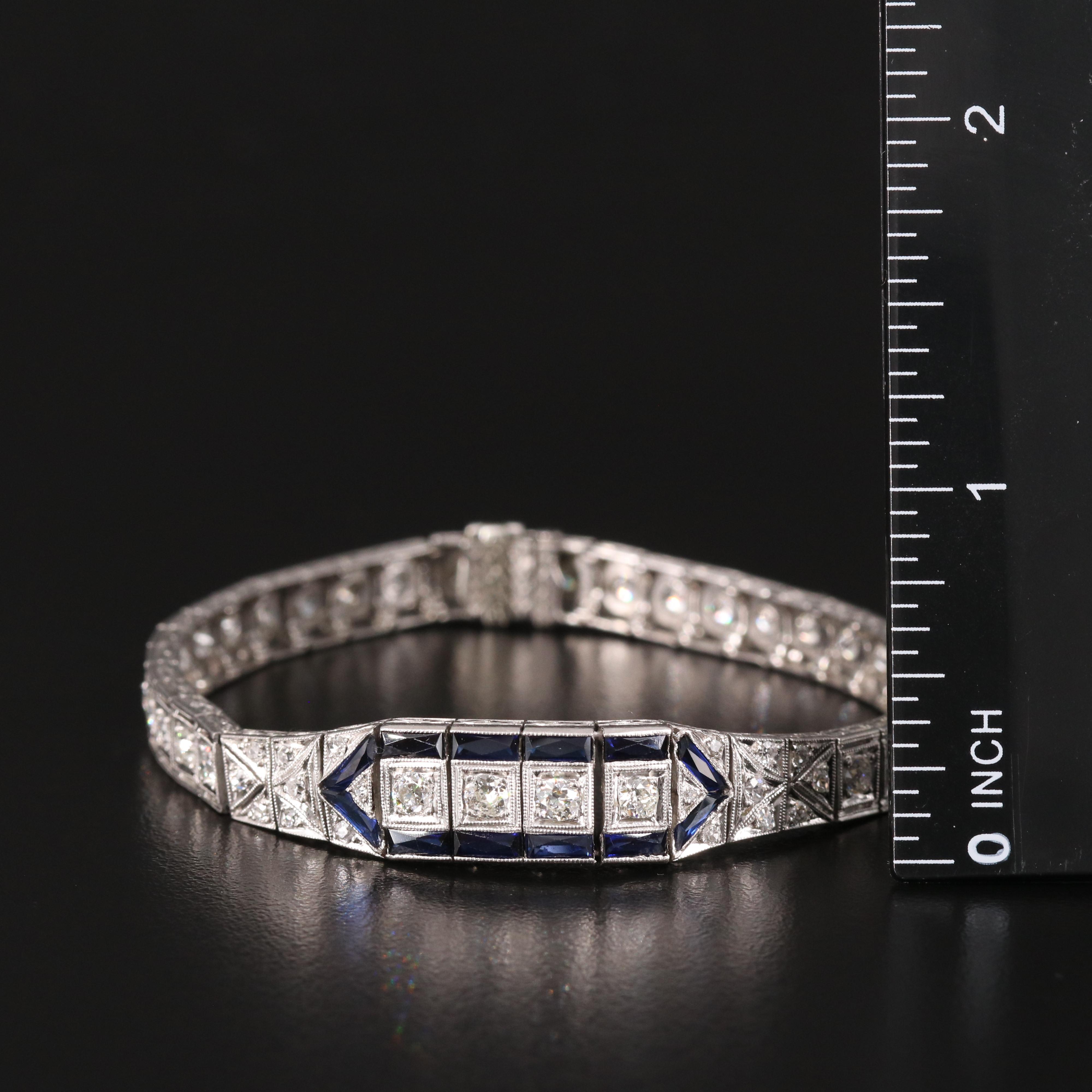 Art Deco Platinum 3.04 CTW Diamond and Sapphire Bracelet