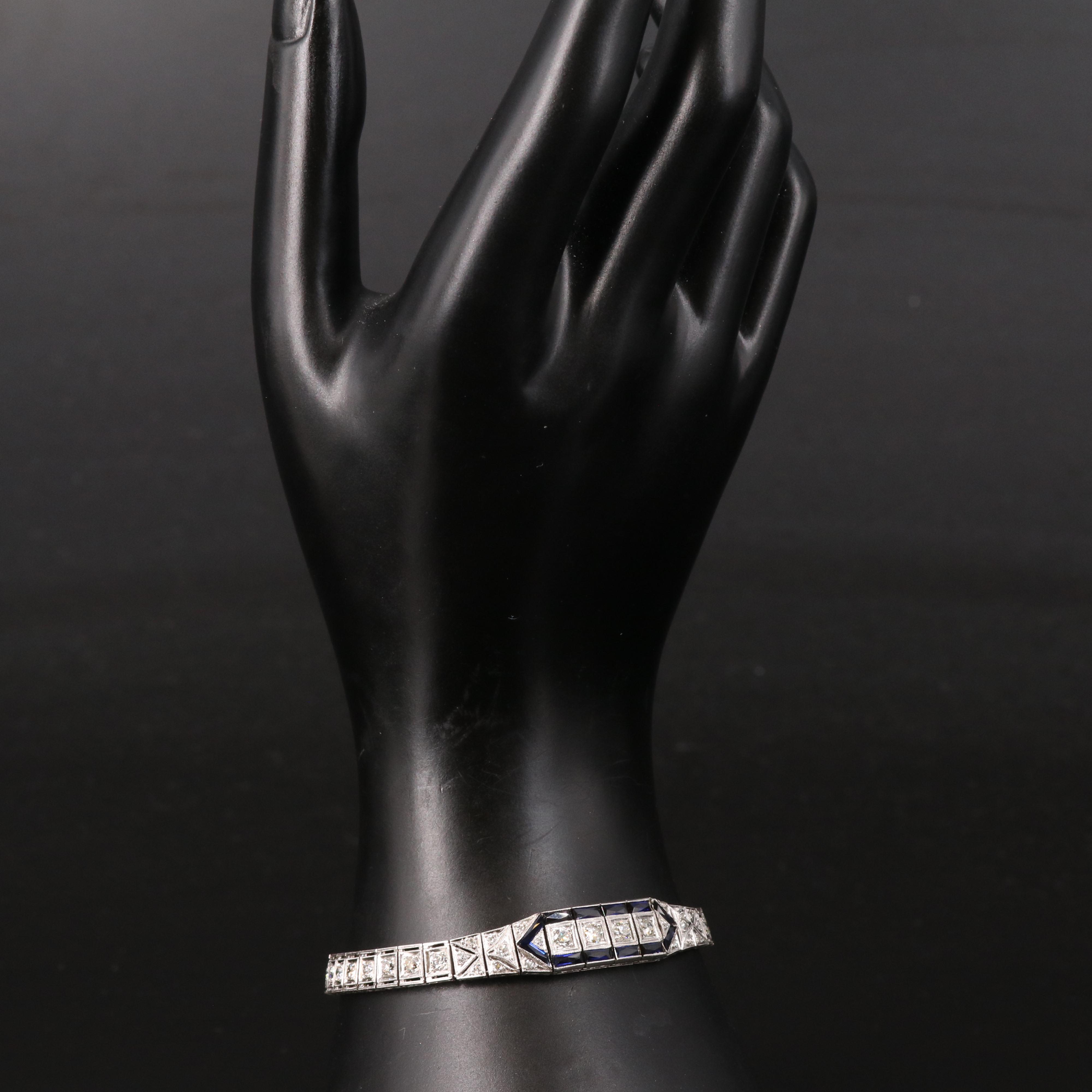 Art Deco Platinum 3.04 CTW Diamond and Sapphire Bracelet