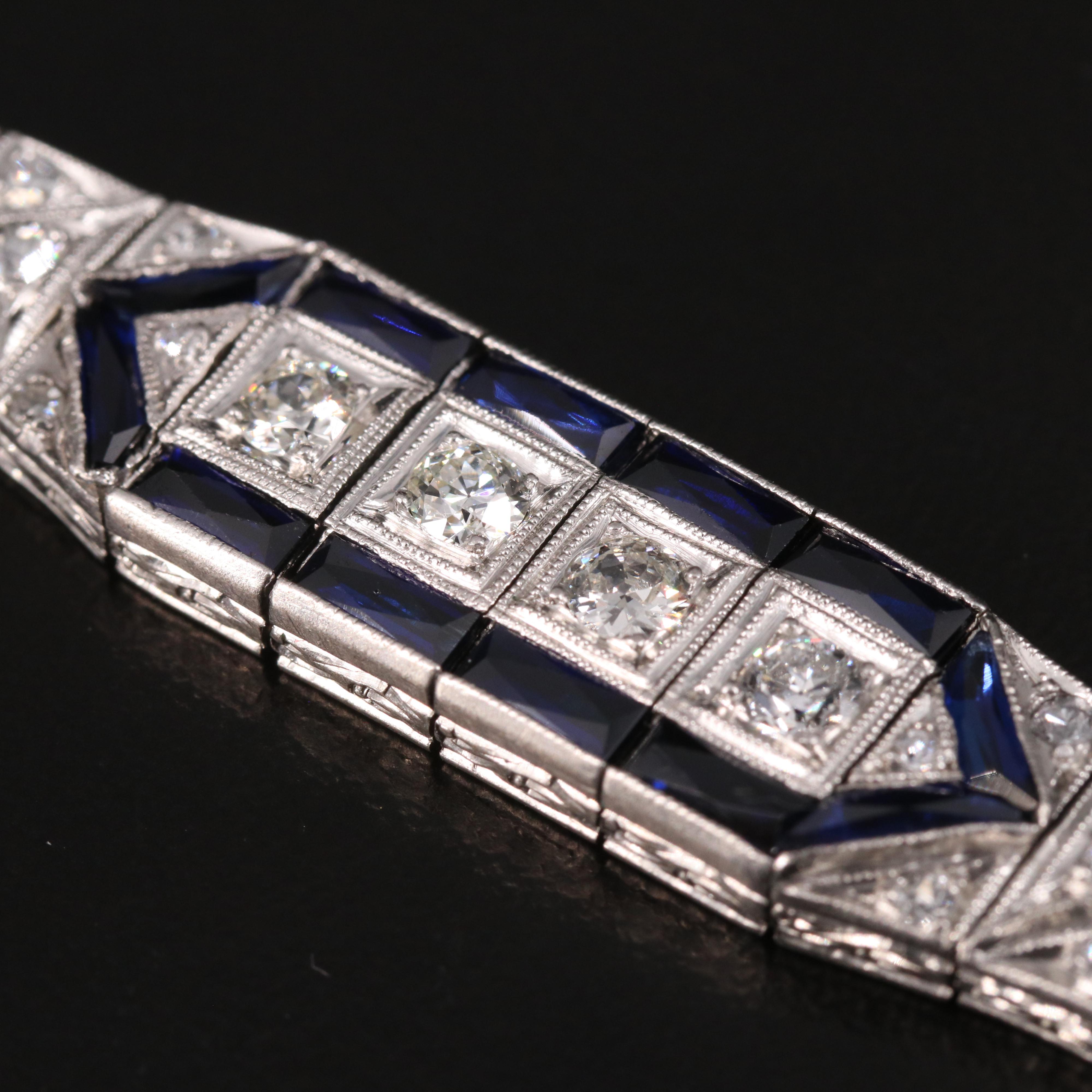 Art Deco Platinum 3.04 CTW Diamond and Sapphire Bracelet